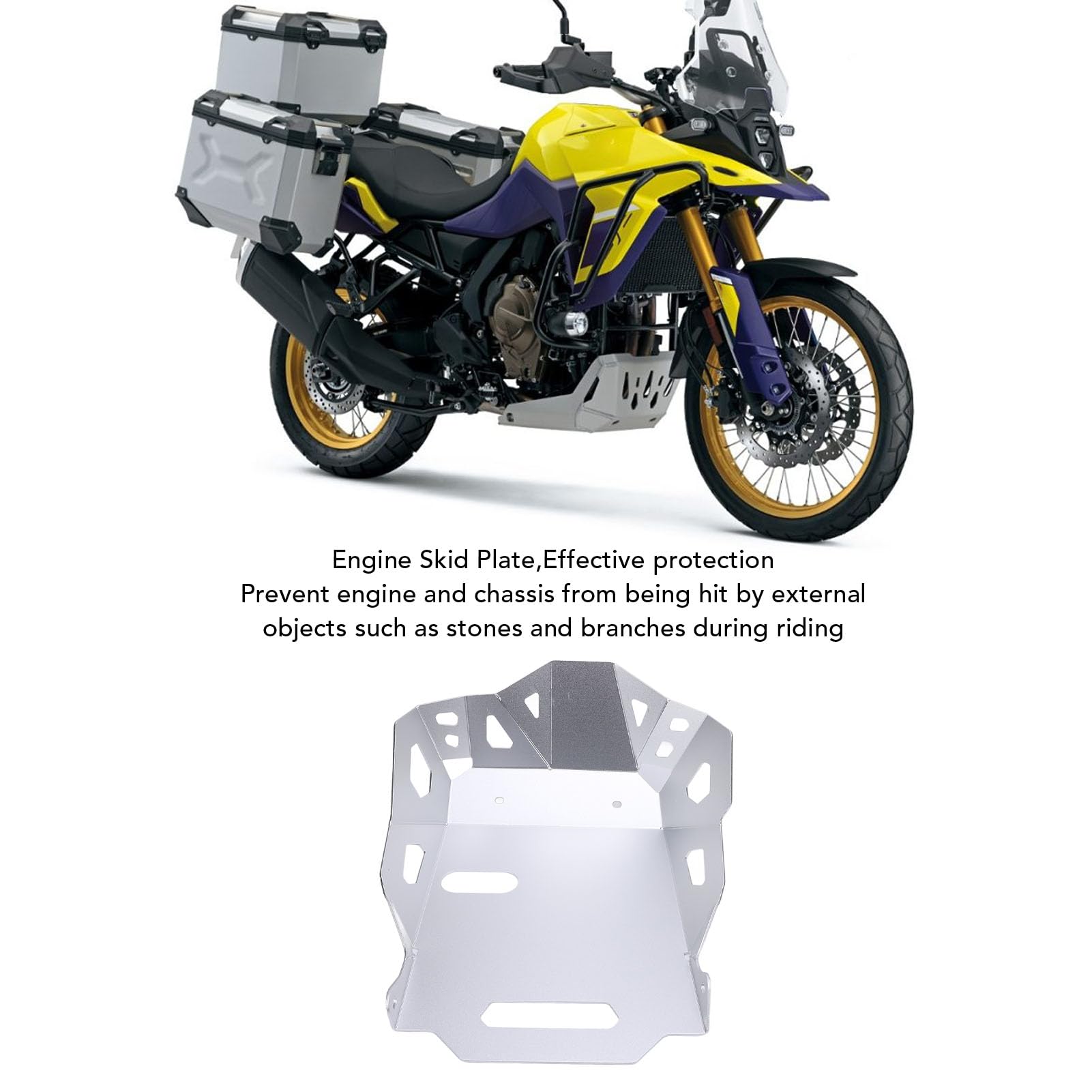 Motocykl Połączona Płyta Podwozia Silnika Bash dla 800de 2023-2024 Zagęszczone Aluminium Stopu Ochrony Dróg z łatwą instalacją (SILVER)