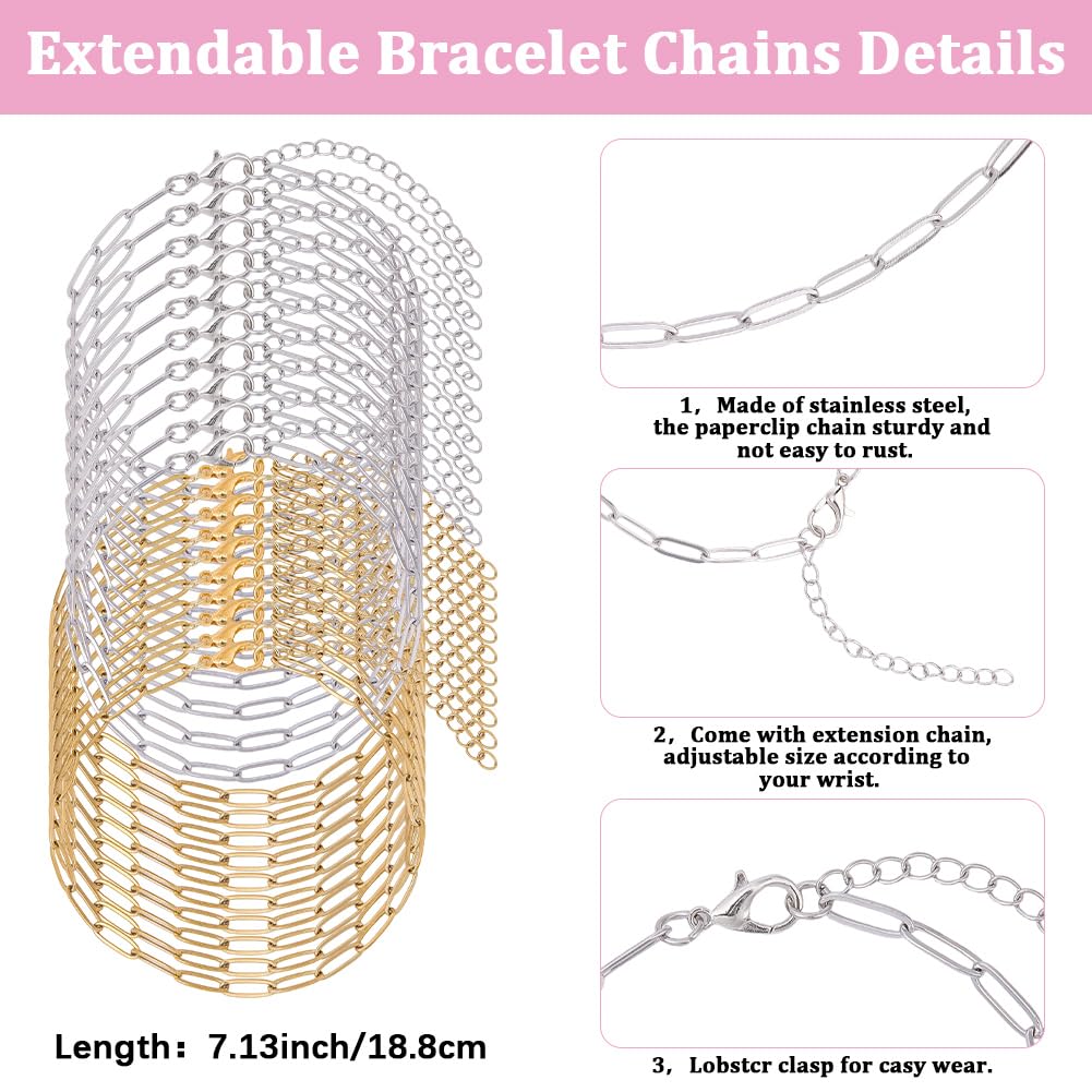 464 Stück Charm Armband Making Kit 20 Stück Silber und Silber Büroklammerkette Armband Buchstaben Herz Himmelskörper Charm mit Springring Komplette Schmuck Herstellung Zubehör