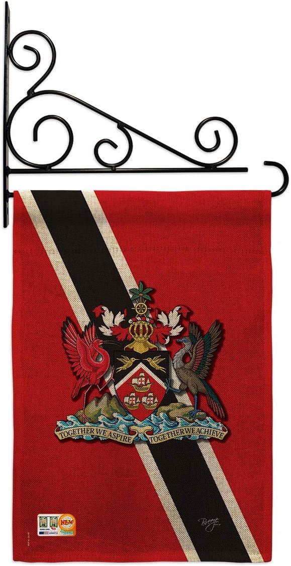 Trinidad And Tobago Garden Flag Set Wall Holder Regional Nation International World Country Particular Area Small Decorative Gift Yard House Banner Double-Sided Made In USA 13 X 18.5