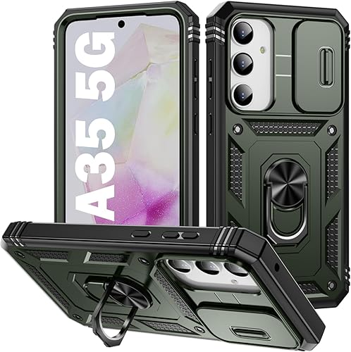 Miniatura 20 de PASNEW Funda para cámara Samsung Galaxy A15 5G, soporte metálico de grado militar, resistente a prueba de golpes, carcasa rígida para Samsung A15