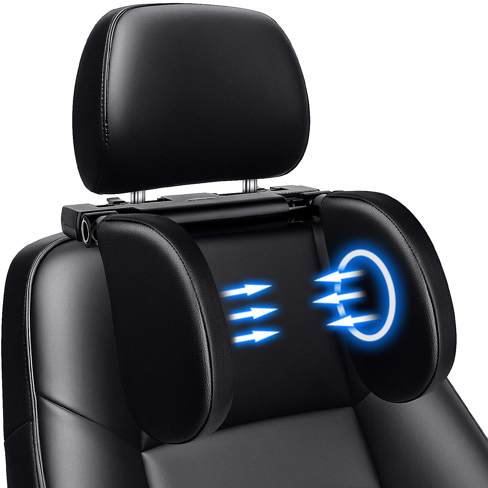 Aidodo Kopfstütze Autositze, Kopfstütze Auto Kinder - Nackenkissen Höhe einstellbar, Auto Kopfstütze Seitliches Kopfstützkissen aus Leder mit Teleskopstange und Schiebebaren Clips