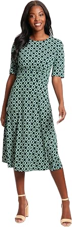 London Times Womens Womens Elbow Sleeve A-line Midi - Pretty Garden Party Dress - Special Occasion Wedding Guest Dress