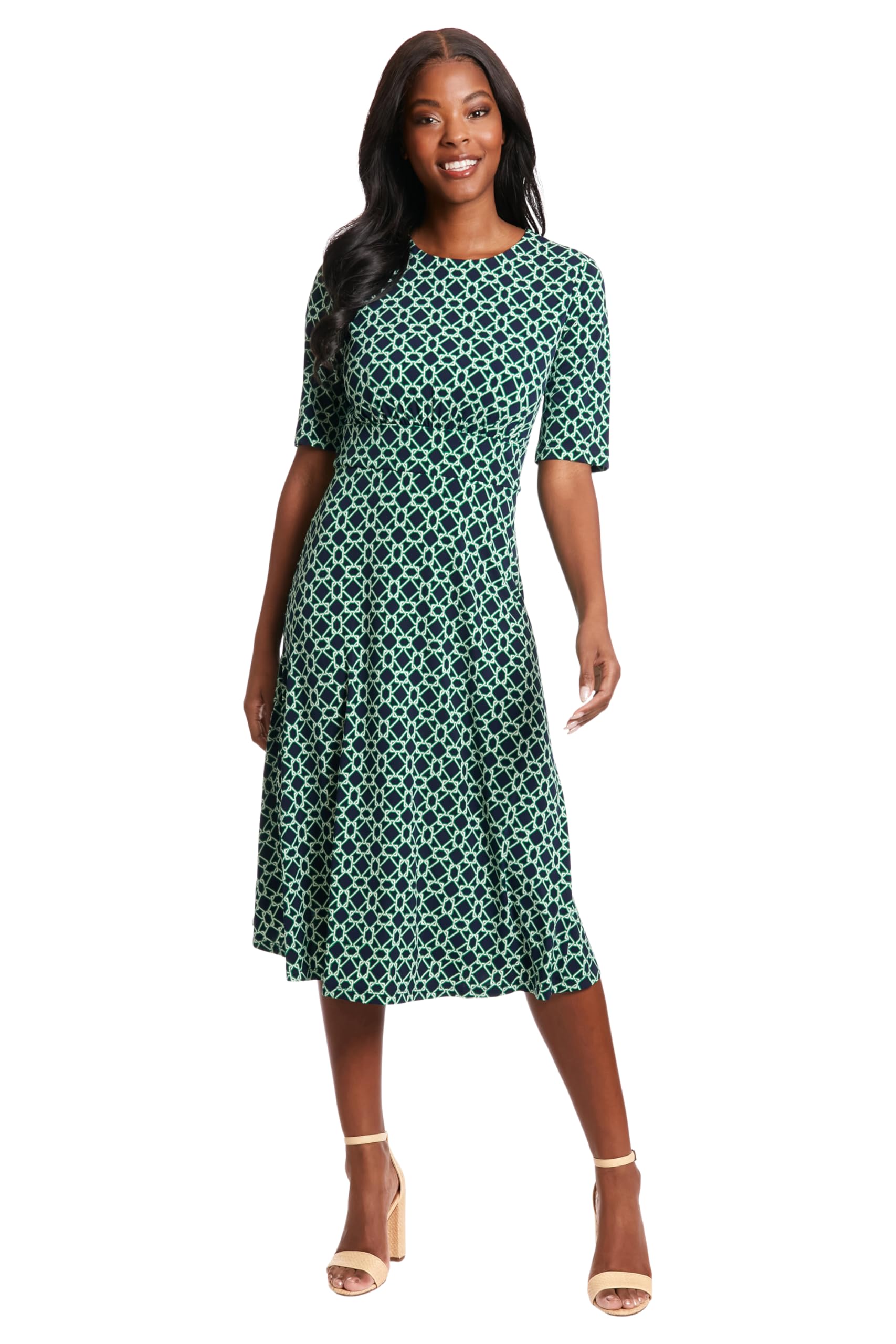 London Times Women's Dresses Inset Waist Midi Dress Career Office Occasion Guest of