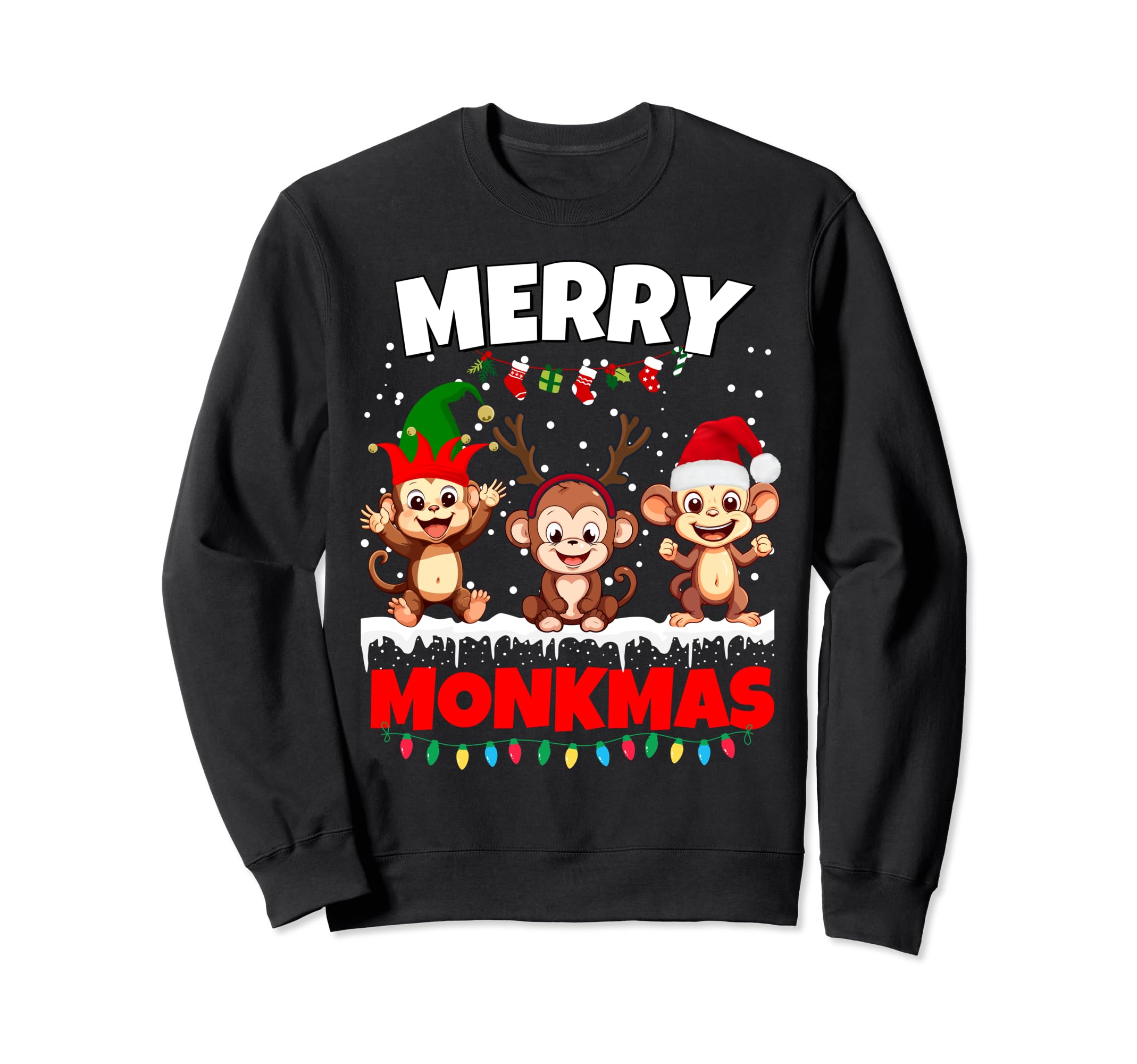 Merry Christmas Monkeys Funny Santa for kids boys girls Sweatshirt