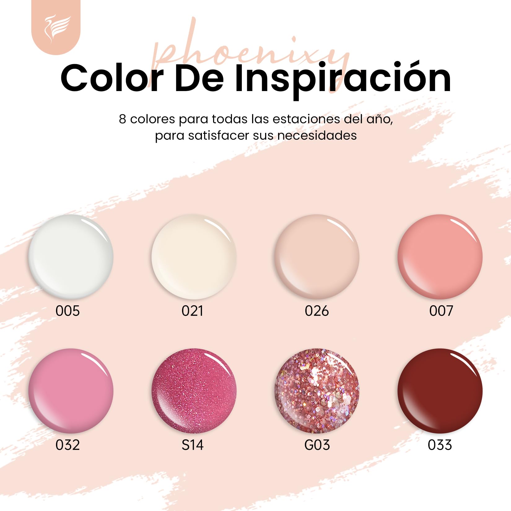 Phoenixy Gel de Extensión de Uñas Completo Set, 8 Colores 15 ML Kit Uñas de Gel con 36W U V/LED Lámpara, Base Top Coat Brillante y Mate Regalos de Nail Art para Principiantes