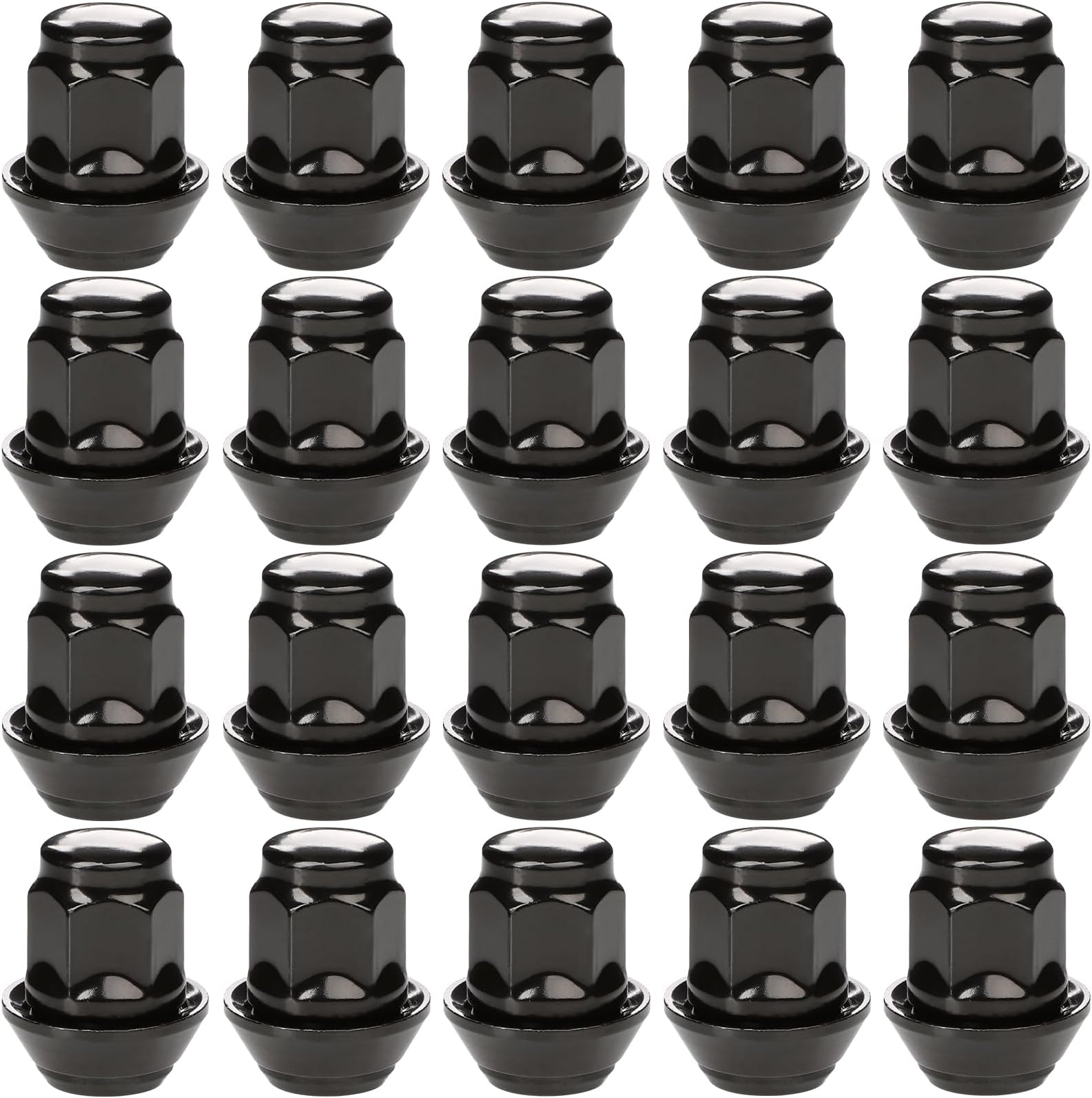 GAsupply 20pcs M12x1.5 Floating Washers Tapered Seat Alloy Wheel Nuts with 19 Hex, Compatible with Most Ford Focus Fiesta Fusion Escort Mondeo Kuga C-max, Closed End Lug Nuts (Black)