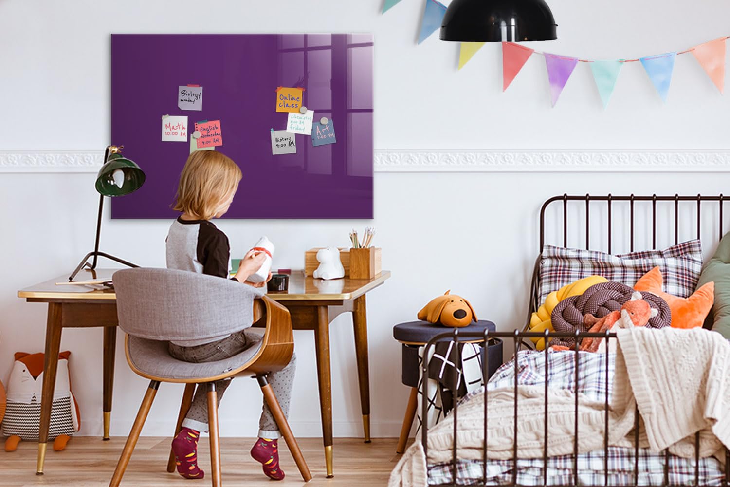 Magnettafel für Schule Gastronomie und Büro 100x70 Violette Farbe | Pinnwand | Glas | Memo | Organizer | Planer | Sicherheitsglas | Paneel | Infoboard | Wochenplaner | Terminkalender