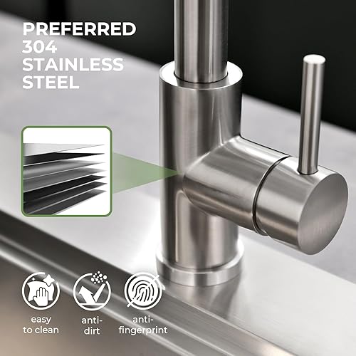 Miniatura 5 de VFAUOSIT - Grifo de cocina con cabezal rociador sin contacto, sensor de movimiento, manos libres, fregaderos de 1 orificio, de acero inoxidable,