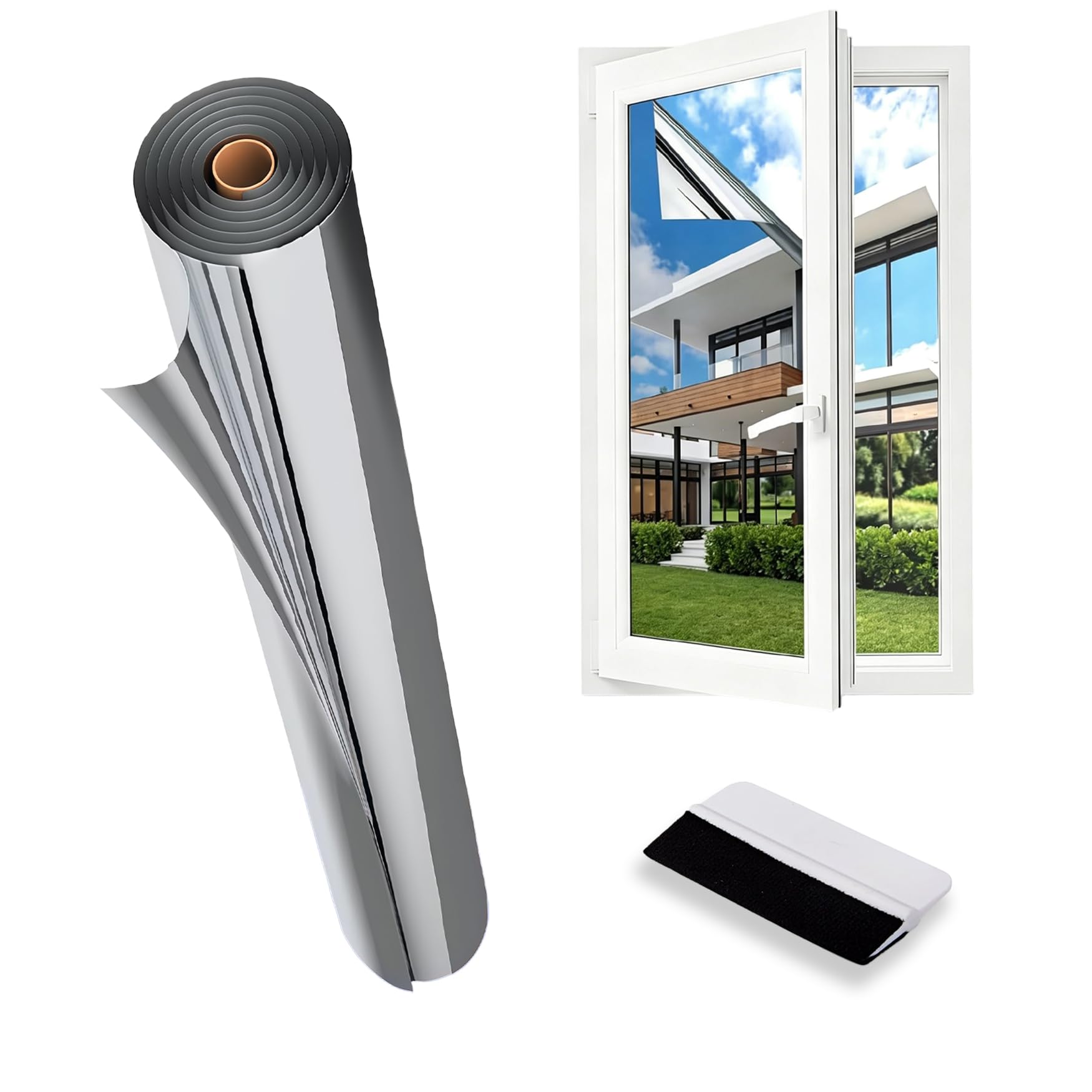 Esoes 45x300cm Window Film Heat Reflective UV Window Tint Mirror Film