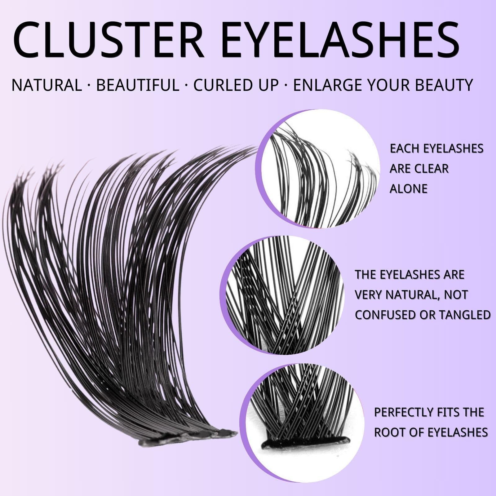 KEYRI 270 Pieces Individual Eyelashes 60-80-100D Cluster Lashes Kit DIY Eye Lashes Fluffy Russian Eyelashes Extensions D Curl Durable Eyelash Clusters for Girls and Women (10-18mm Mix) - Image 3