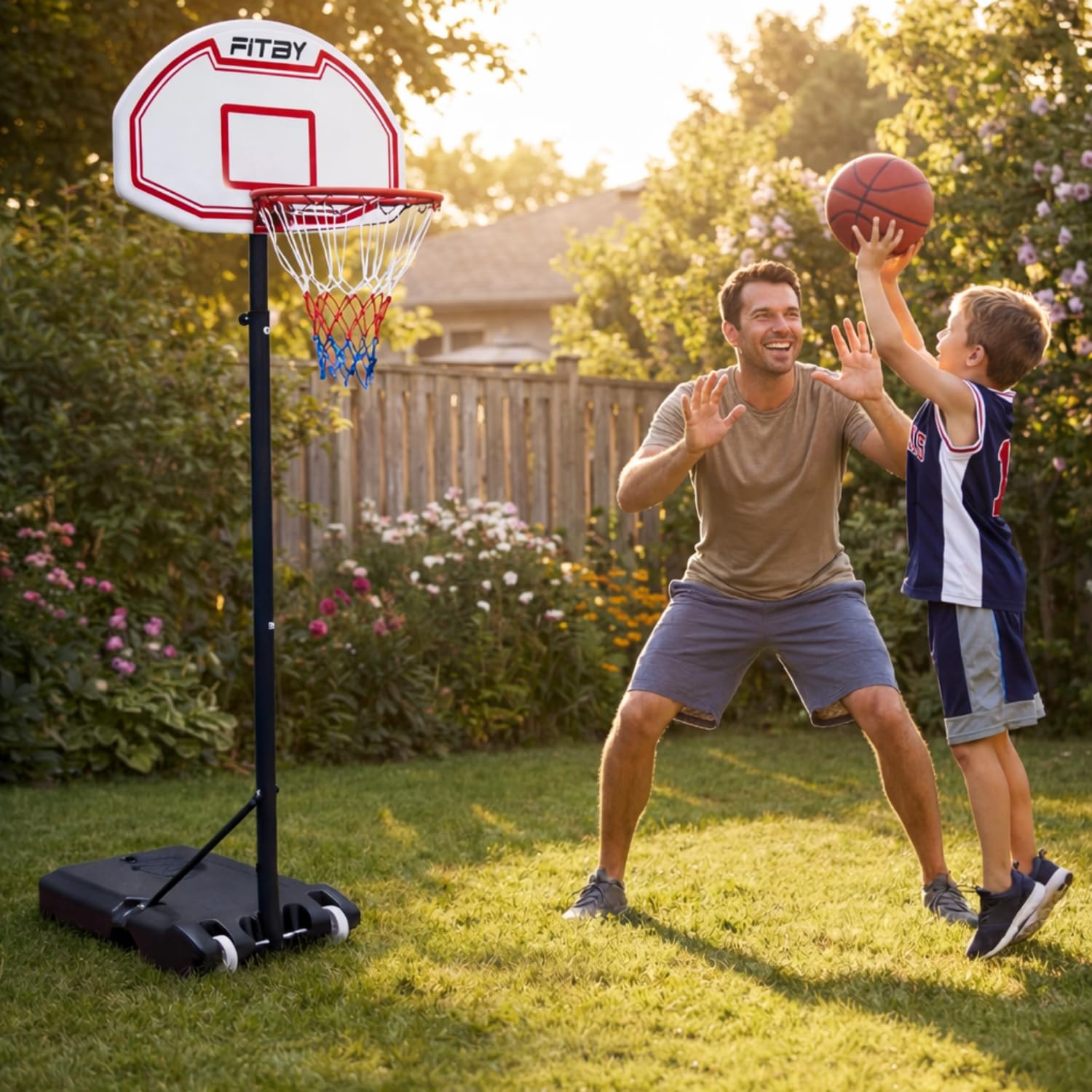 Canestro Da Basket Da Esterno Per Bambini E Adulti - Supporto Da Basket Regolabile In Altezza Con Ruote | Sistema Di Rete Portatile Per Giardino, Parco, Interni