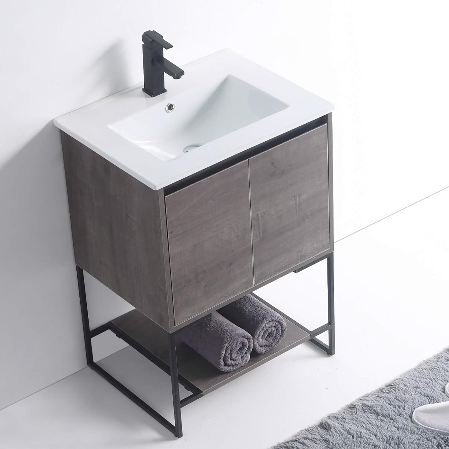 Fine Fixtures 24 Inch Bathroom Vanity with Sink - Modern Knob Free Design, Elegant Space-Saving Solution for Your Bathroom - Durable, Bathroom Vanities for a Contemporary Look - Urbania Collection