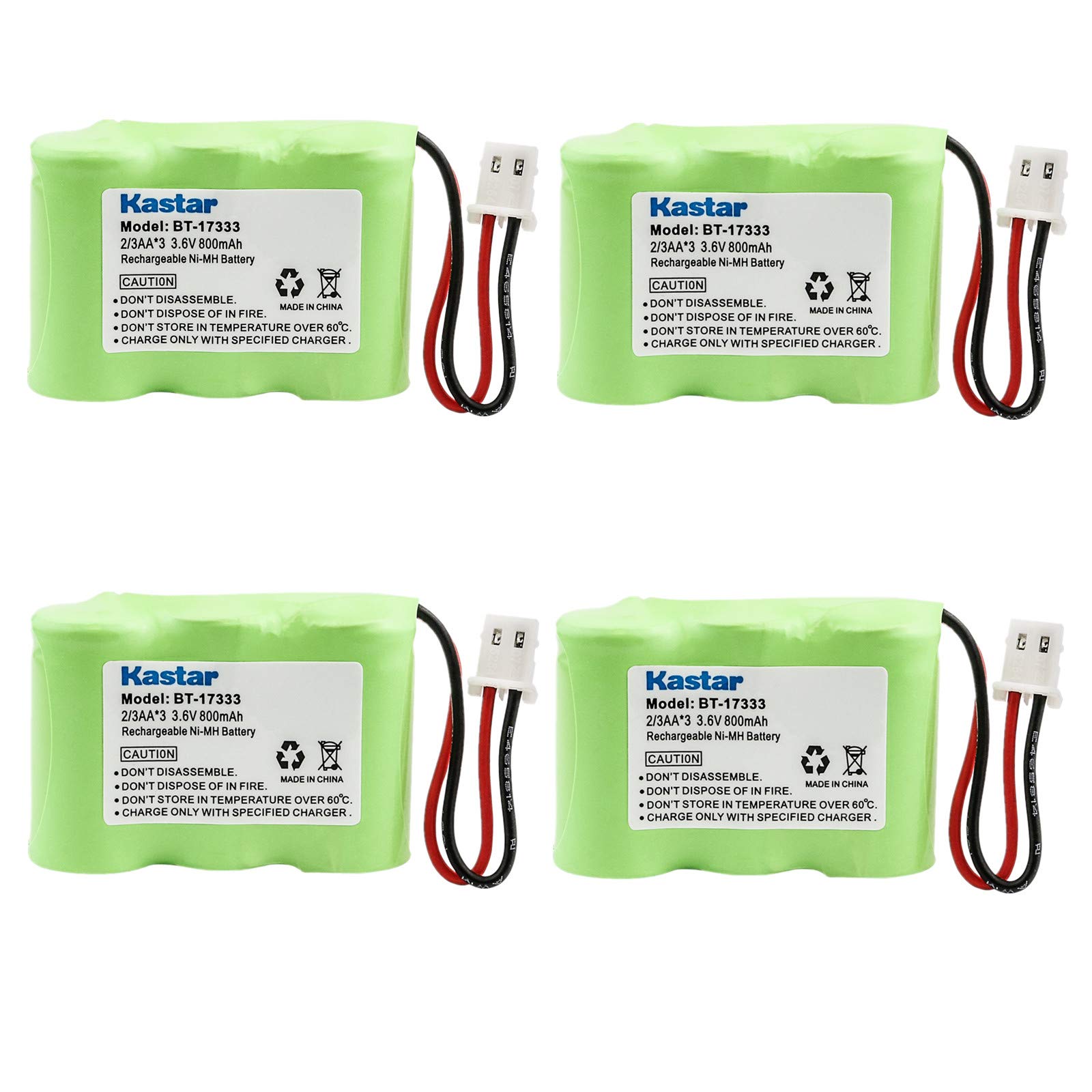 Kastar 4-Pack 2/3AA 3.6V 800mAh 5264 Ni-MH Rechargeable Battery for Home Phone V-Tech 80-1338-00-00 89-1332-00-00 89-1338-00 BT-17333 BT-27333 BT-17233 BT-27233 BT-163345 BT-263345 Cordless Telephone