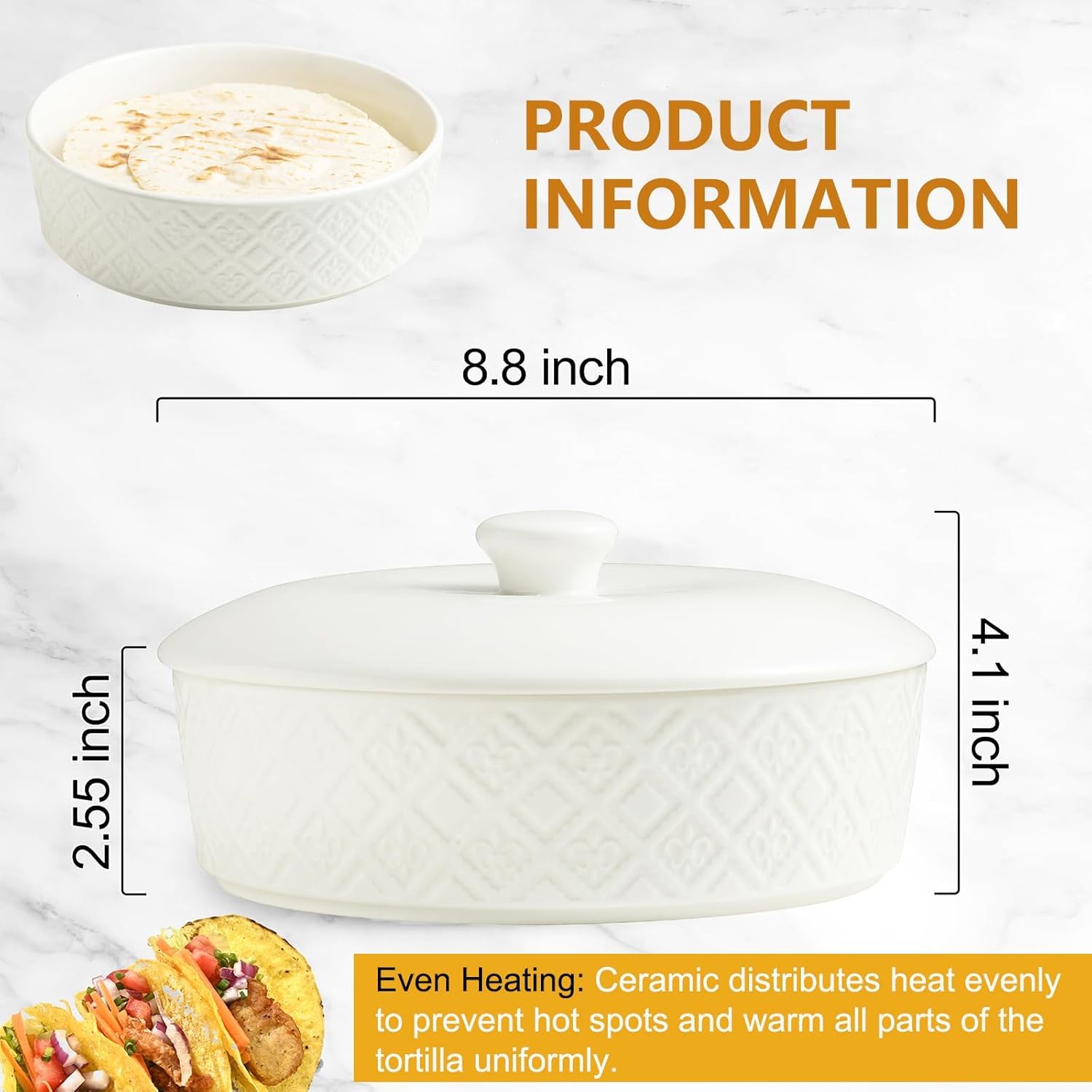 9 oz Ramekins with Lids Oven Safe, 8.8 Inch Tortilla Warmers with Lid - Taco Tuesday, Taco Bar