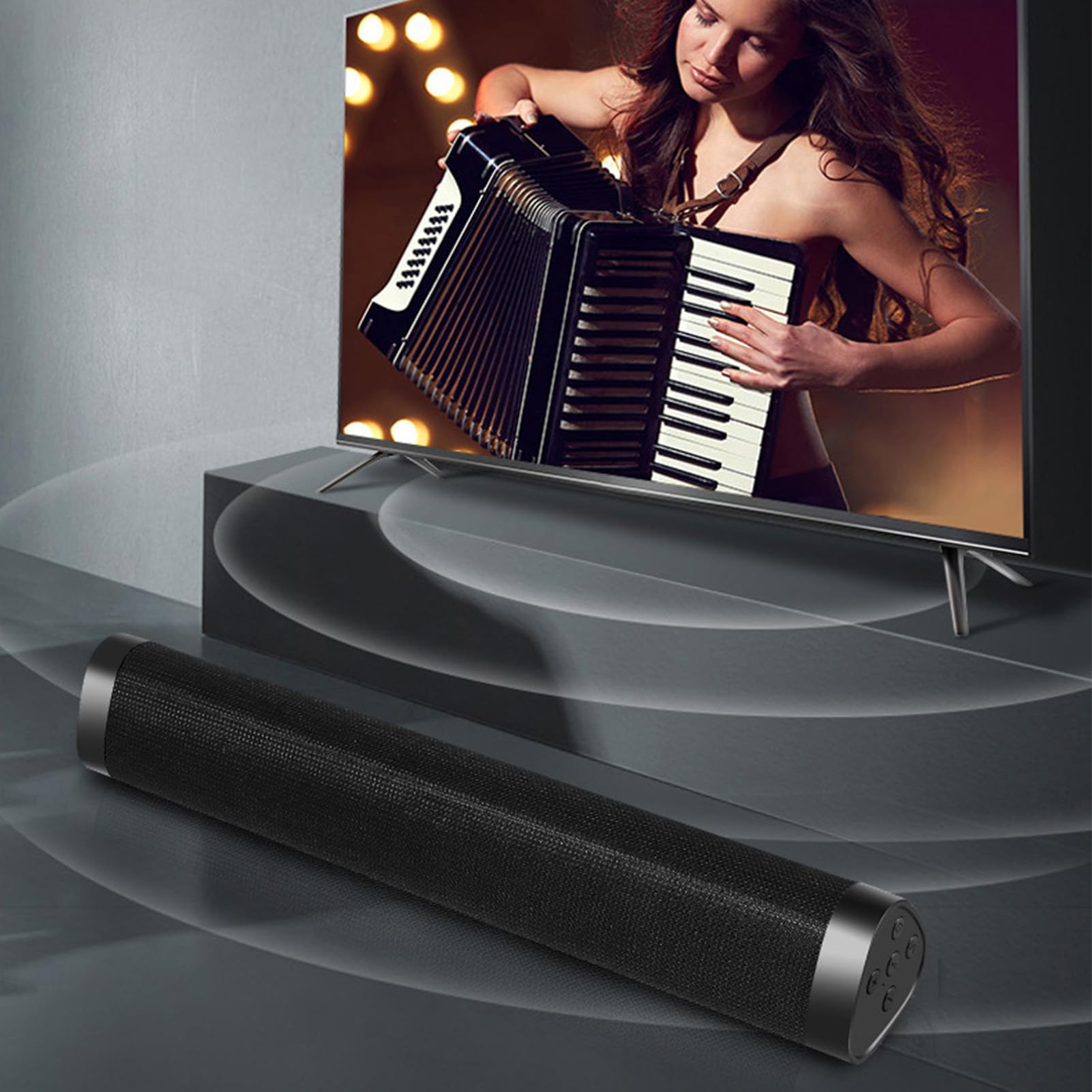 Barre de Son Bluetooth 17 Pouces, Haut-Parleur sans Fil avec Caisson de Basses intégré, pour PC TV