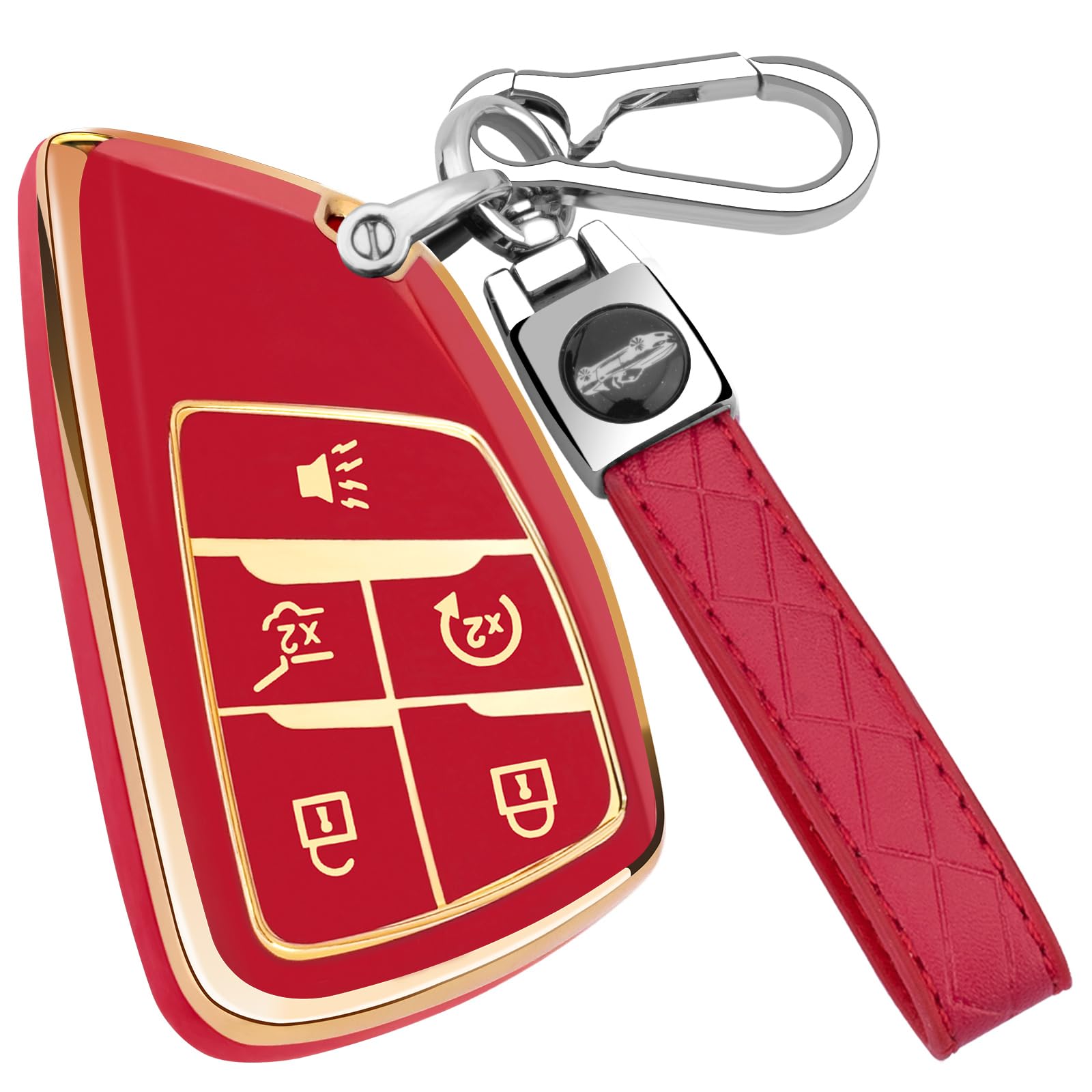 XIYANG TRADE for Chevy Key Fob Cover with Keychain,Key Case Shell TPU Protection Compatible with Chevy Traverse Equinox GMC Silverado Sierra Tahoe Suburban Yukon Denali Terrain Buick Envision，Red