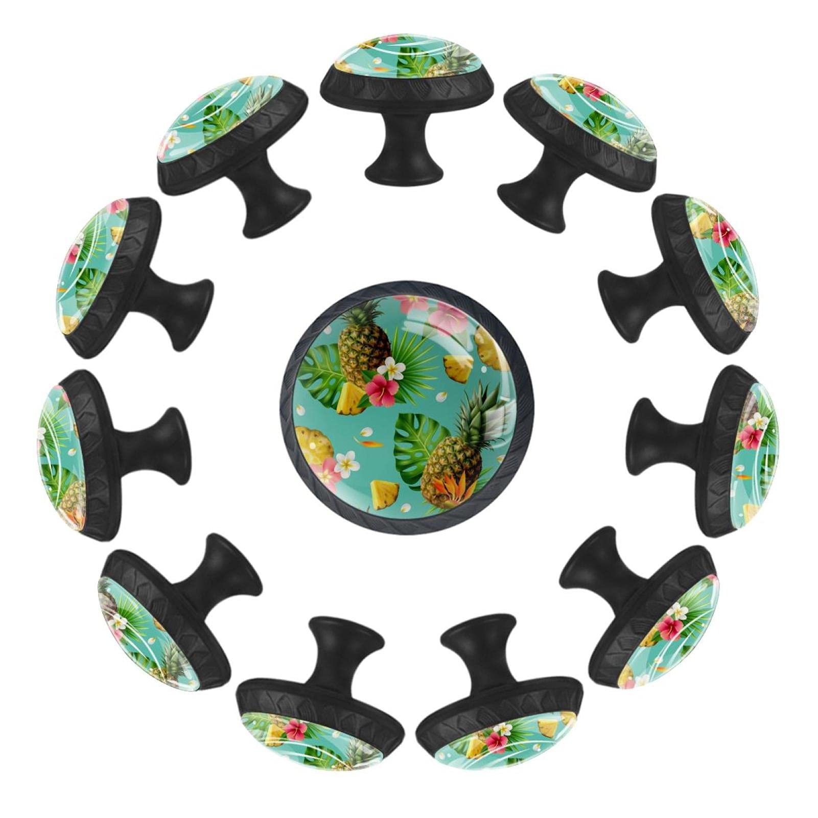 Boutons de tiroir ananas et fleurs lot de 12 poignées de 35 mm pour commode