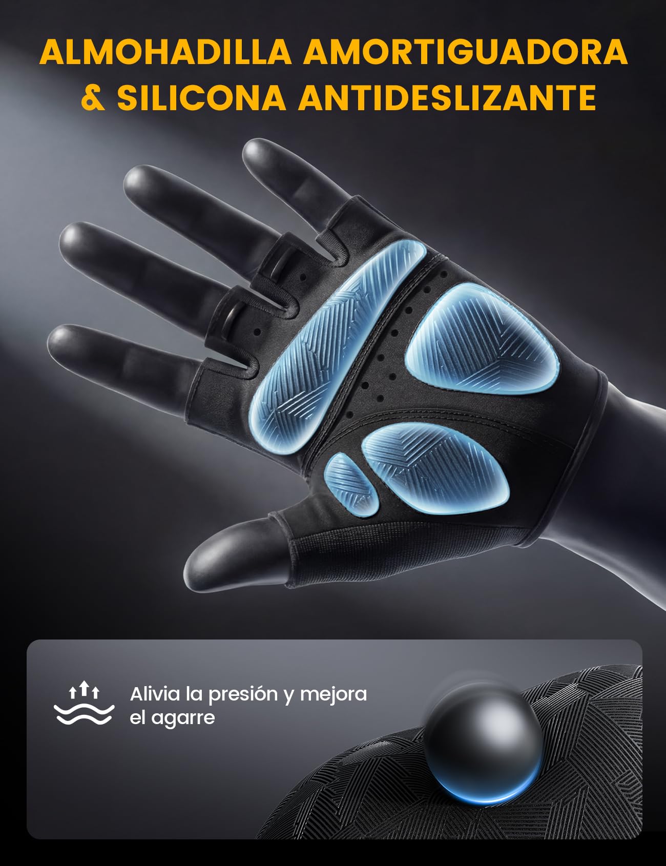 Lamicall Guantes de Ciclismo de Medio Dedo para Hombre y Mujer, Guantes de Gimnasio - [Amortiguador & Transpirable] Secado Rápido, Guantes MTB, Guantes de Verano para Bicicleta Montaña, Moto, Gimnasio
