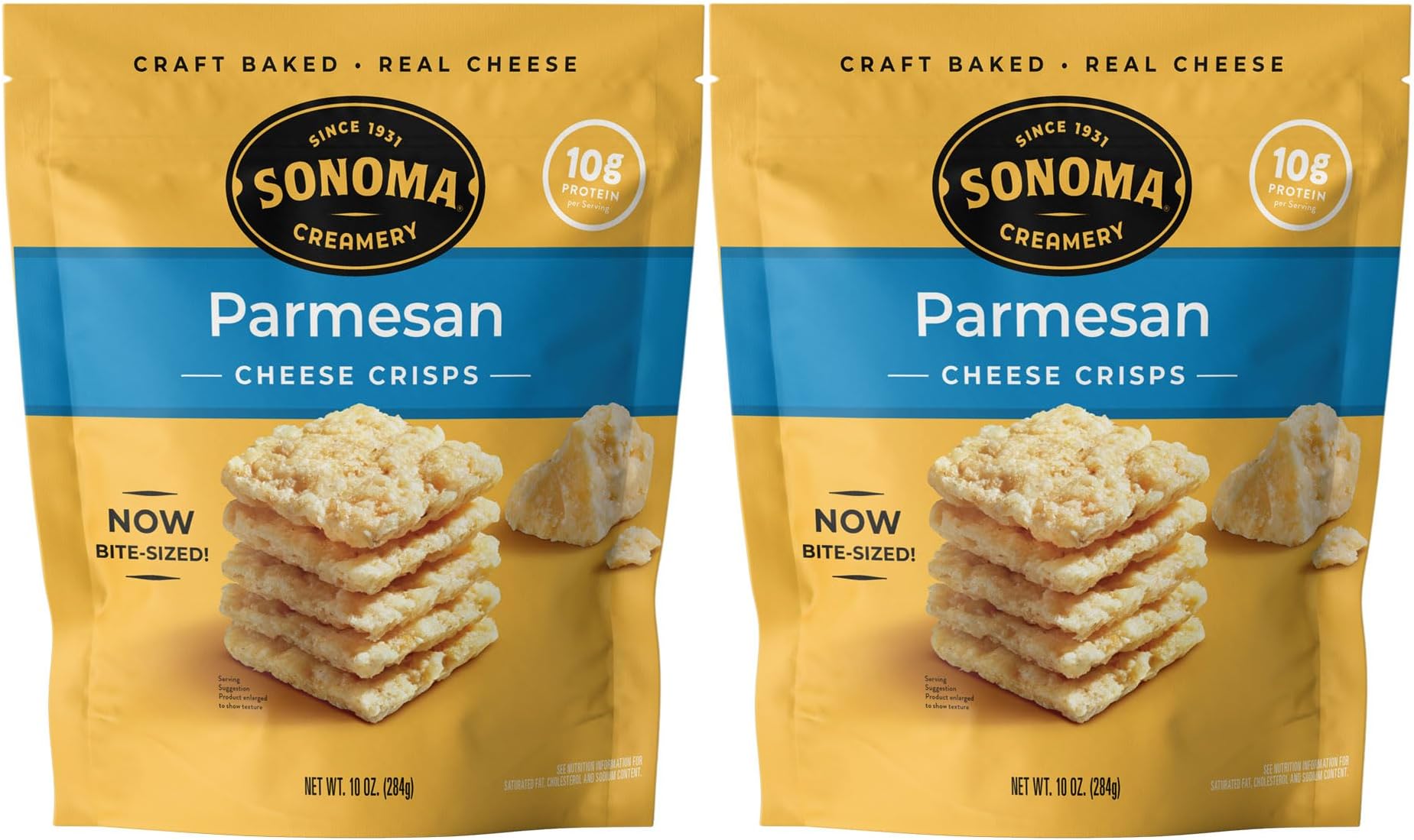 Sonoma Creamery - Cheese Crisps, Parmesan, 10 Oz (2 Count) | Savory Snack Cracker | High Protein | Low Carb | Gluten Free | Wheat Free