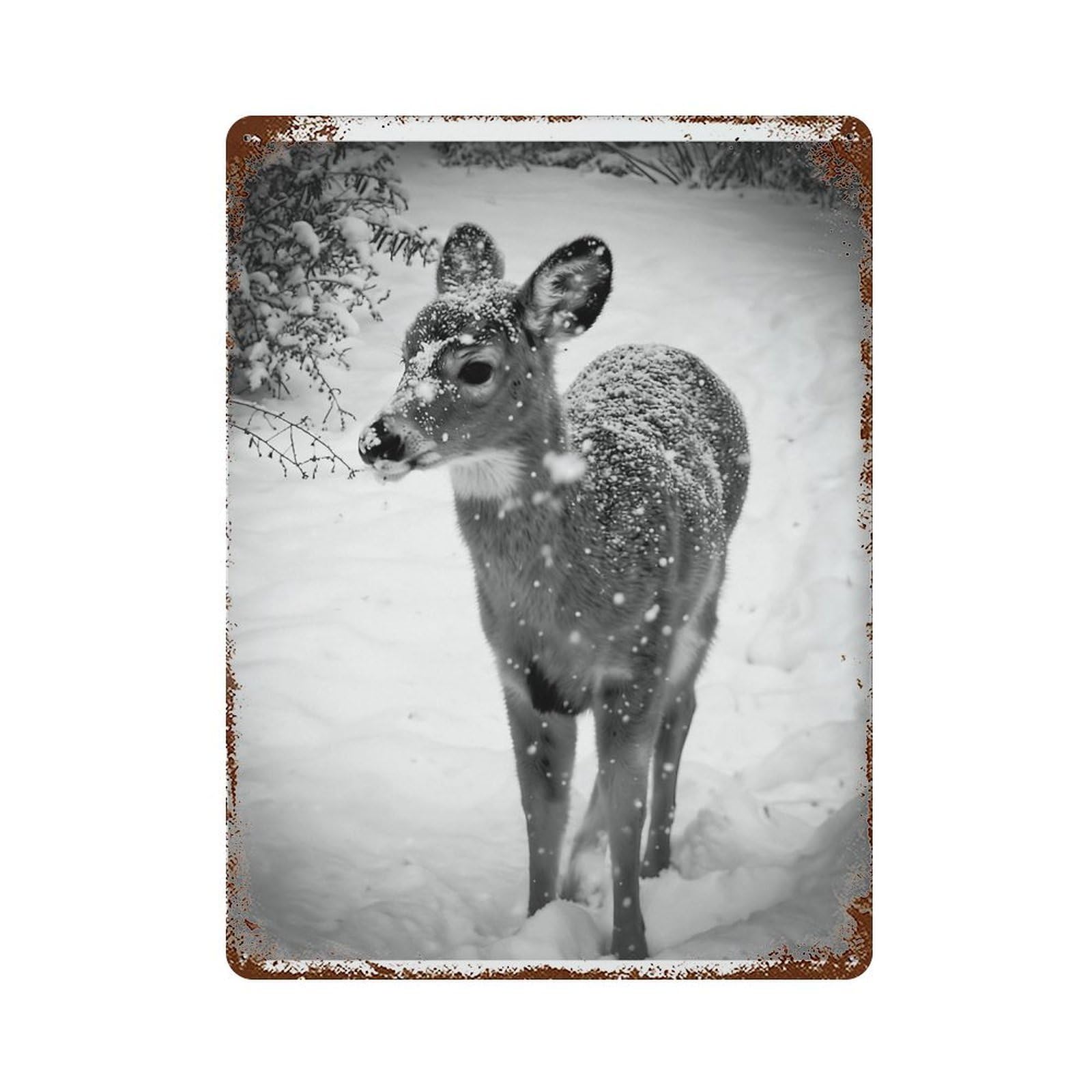 xiaoxiaoshen Reindeer in Snow Print Wall Decor Art Metal Tin Poster Modern Home Decor Art Home Bar Shop Decorations Vintage Sign 40x30cm