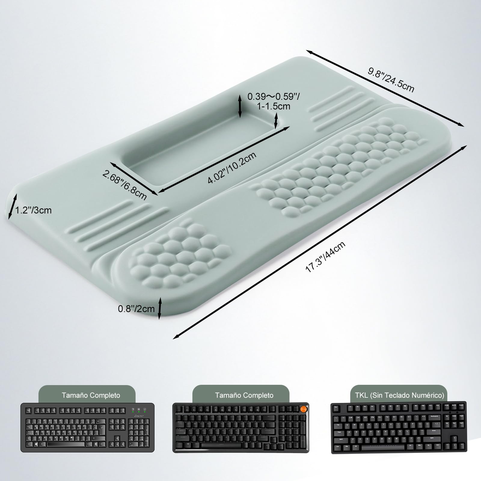LIMOUS Reposamuñecas Ergonómico para Teclado, Soporte Elevador Ajustable | Caja de Almacenamiento, 2 Ángulos (3° y 13°), Espuma Viscoelástica En Ola, Base Antideslizante, para Oficina y Gaming, 17.3"