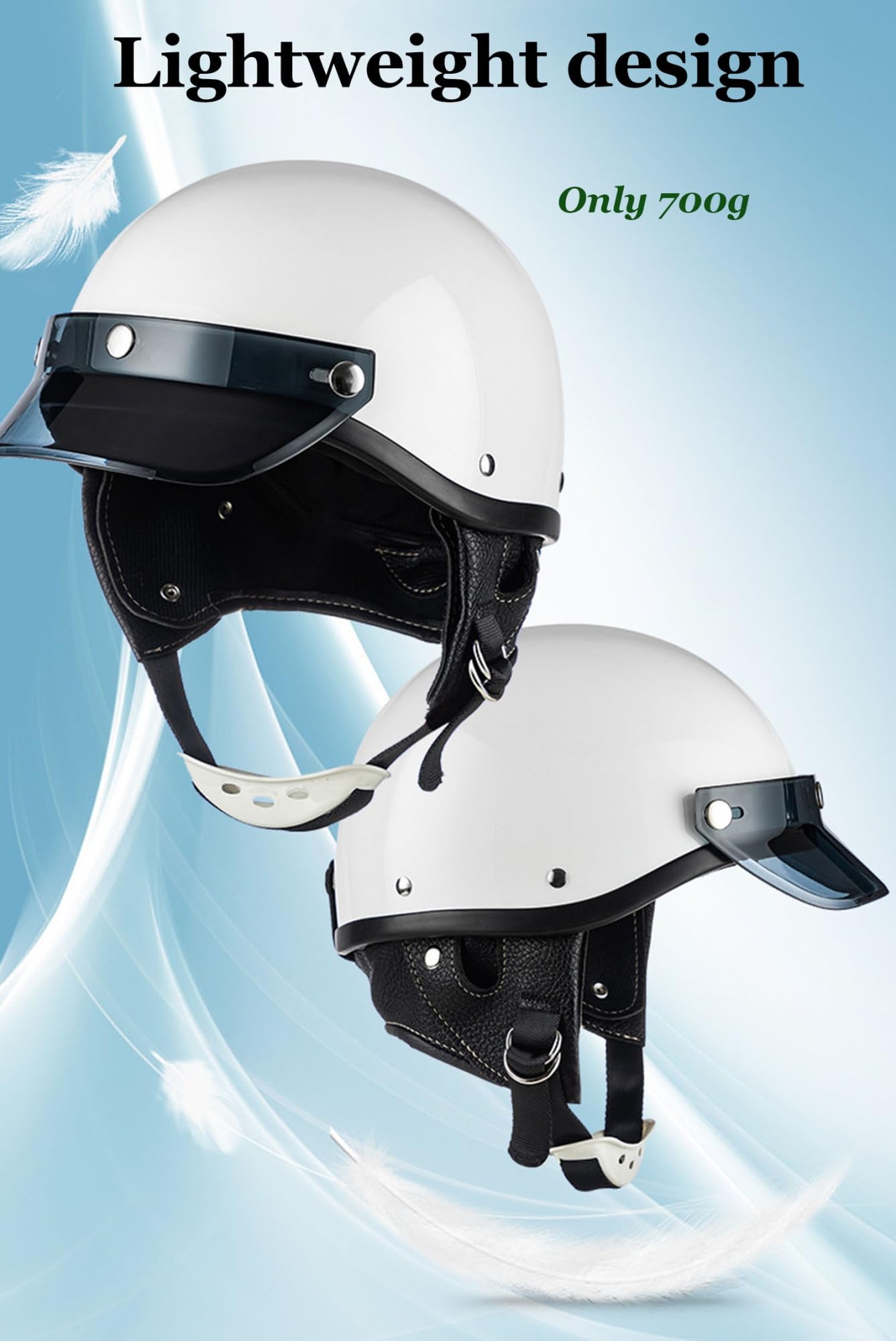 retrò Mezzo Conchiglia Casco,Caschi da Moto Aperto Caschi A Scodella,ECEDOT Omologato Casco da Moto Scooter per Donna Uomo,(2,S=55~56cm)