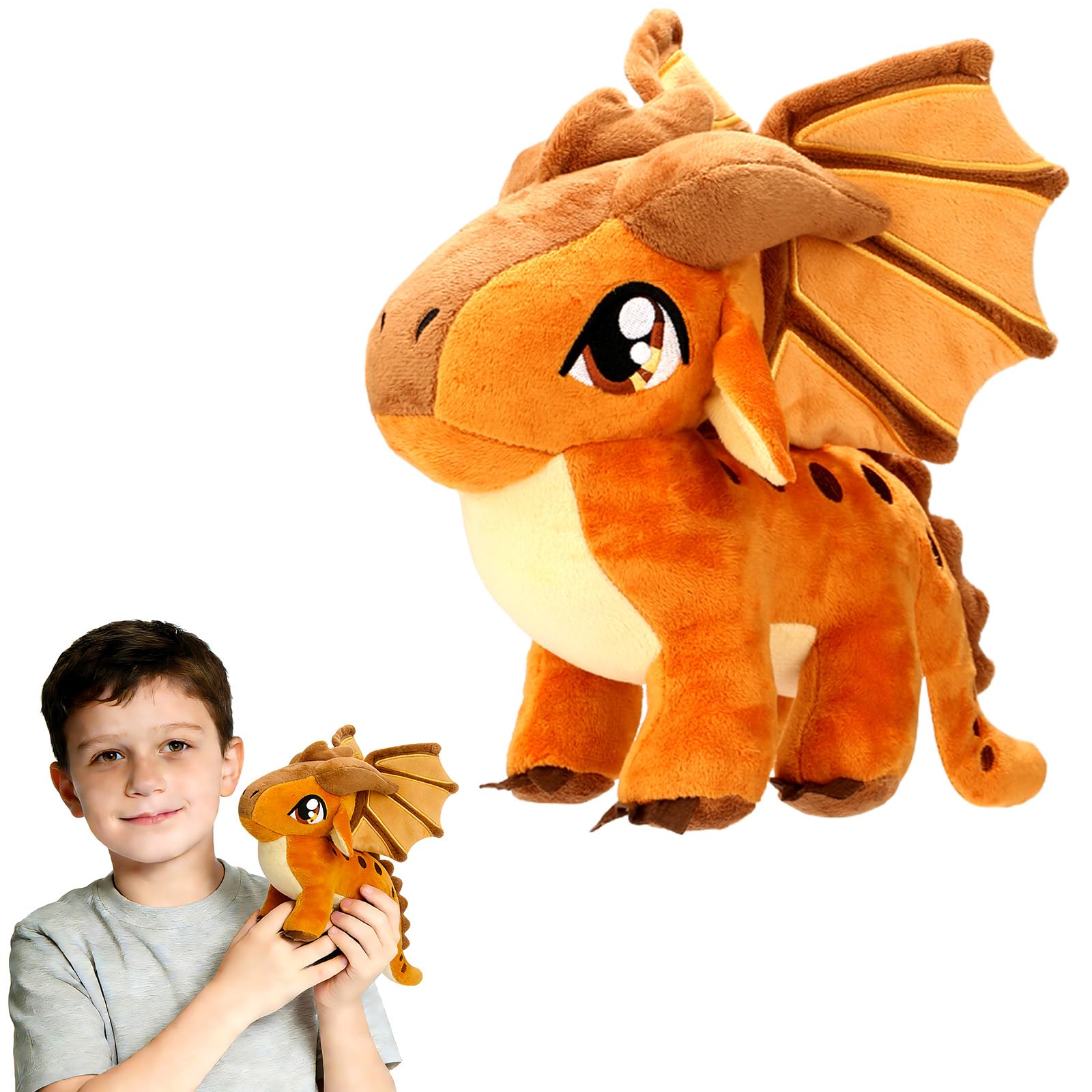 Flügel, Drache Plüsch, Flügel, Drache, Plüschkissen, Spielzeug – Kawaii Pterosaurier-Plüsch, weicher fliegender Drache, Umarmungskissen für Kinder, Jungen, Mädchen (Kaffee)
