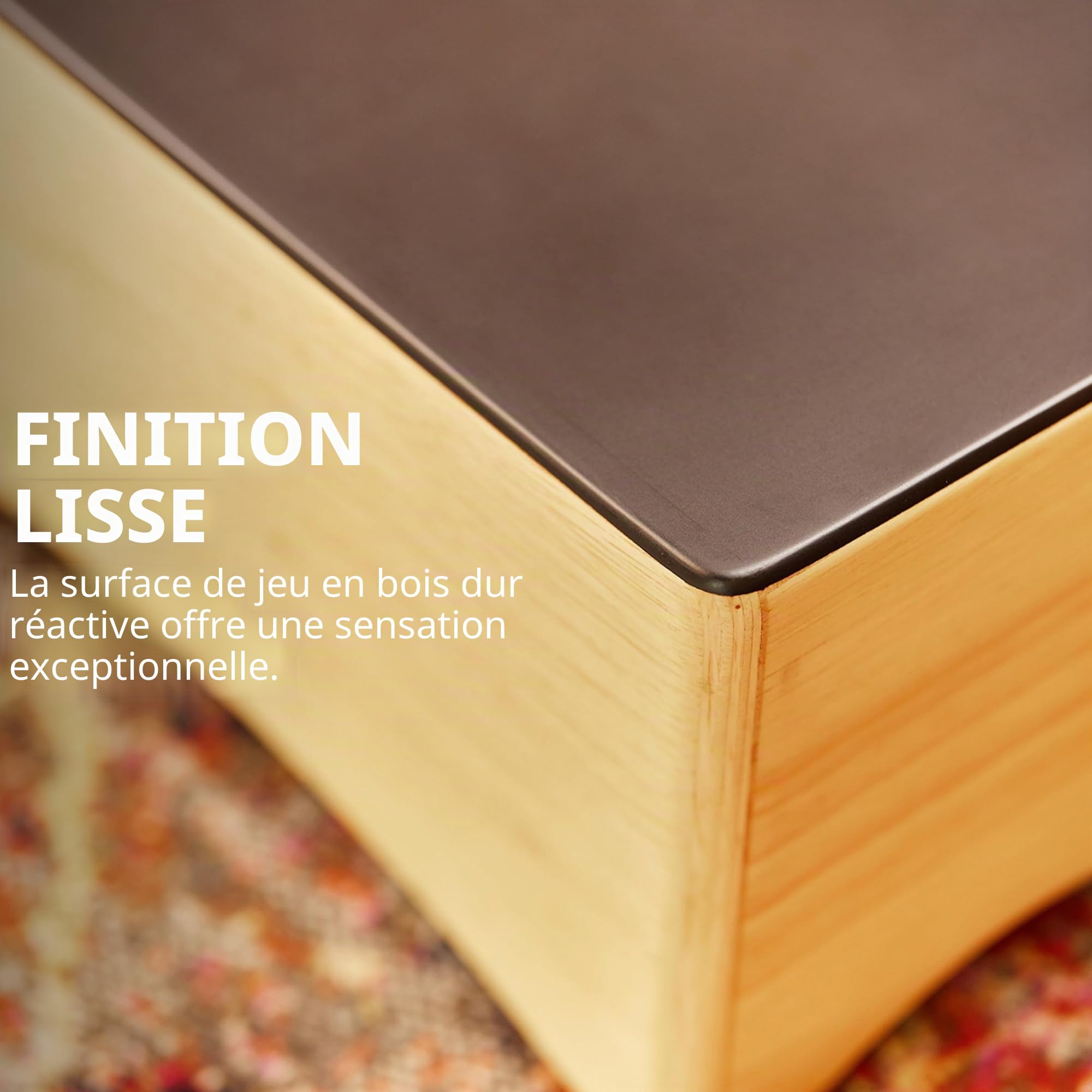 Meinl Percussion Bongo Cajon Instrument - drum box Back-friendly avec timbres, basses et sons de bongos - Surface de jeu noire (BCA2NT/EBK-M)