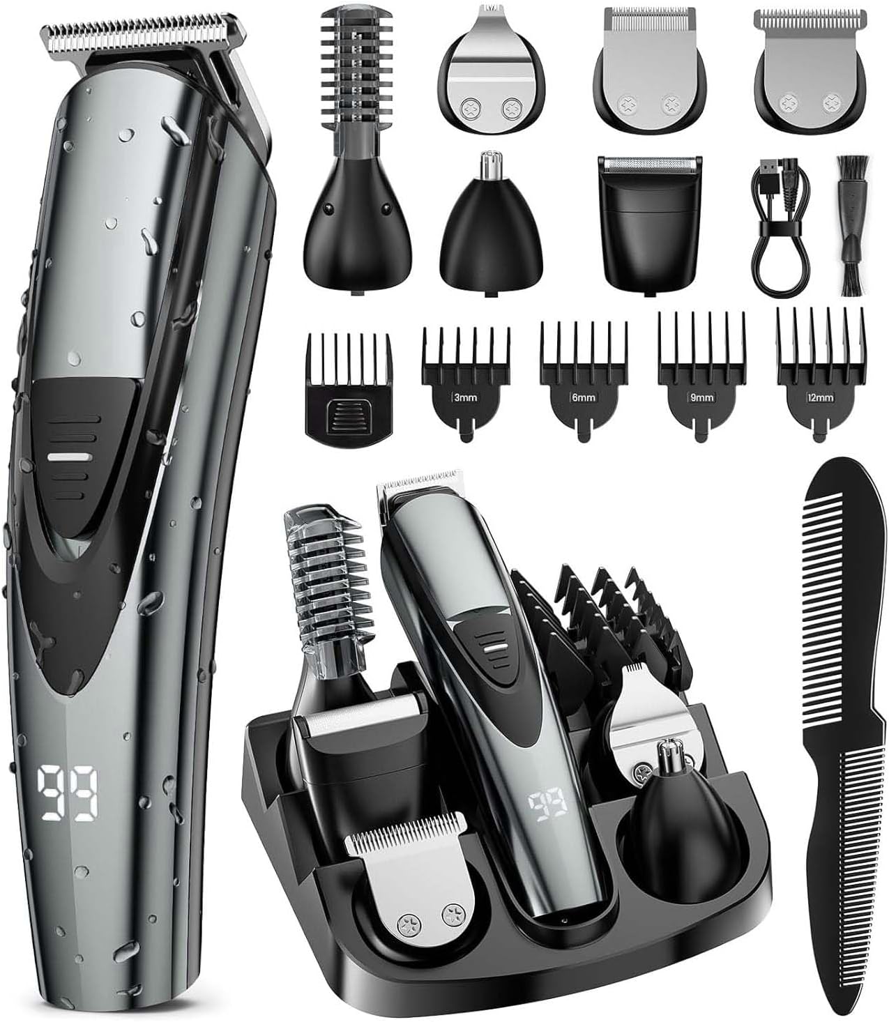 SHPAVVER Beard Trimmer for Men,16-Pc Set Rechargea…