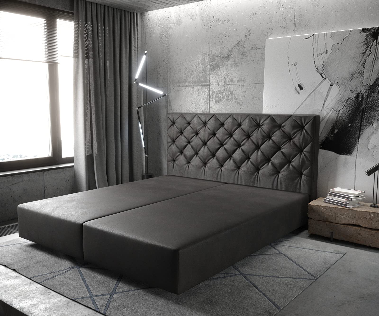 DELIFE Boxspringgestell Dream-Great Lederimitat Anthrazit 180x200 cm