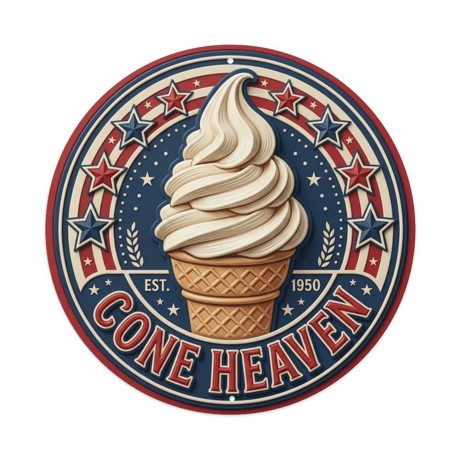 Cwbufd Vintage Style Cone Heaven Sweet Shop Vintage Metal Tin Sign Plaque Wall Decor For Cafe, Club Bar, Office, Garden Metal Poster 8X8inch