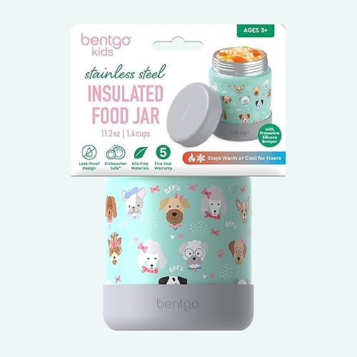 Miniatura 8 de Bentgo Kids - Tarro de comida de acero inoxidable de 11oz, contenedor de alimentos a prueba de fugas, doble aislamiento para alimentos calientes o