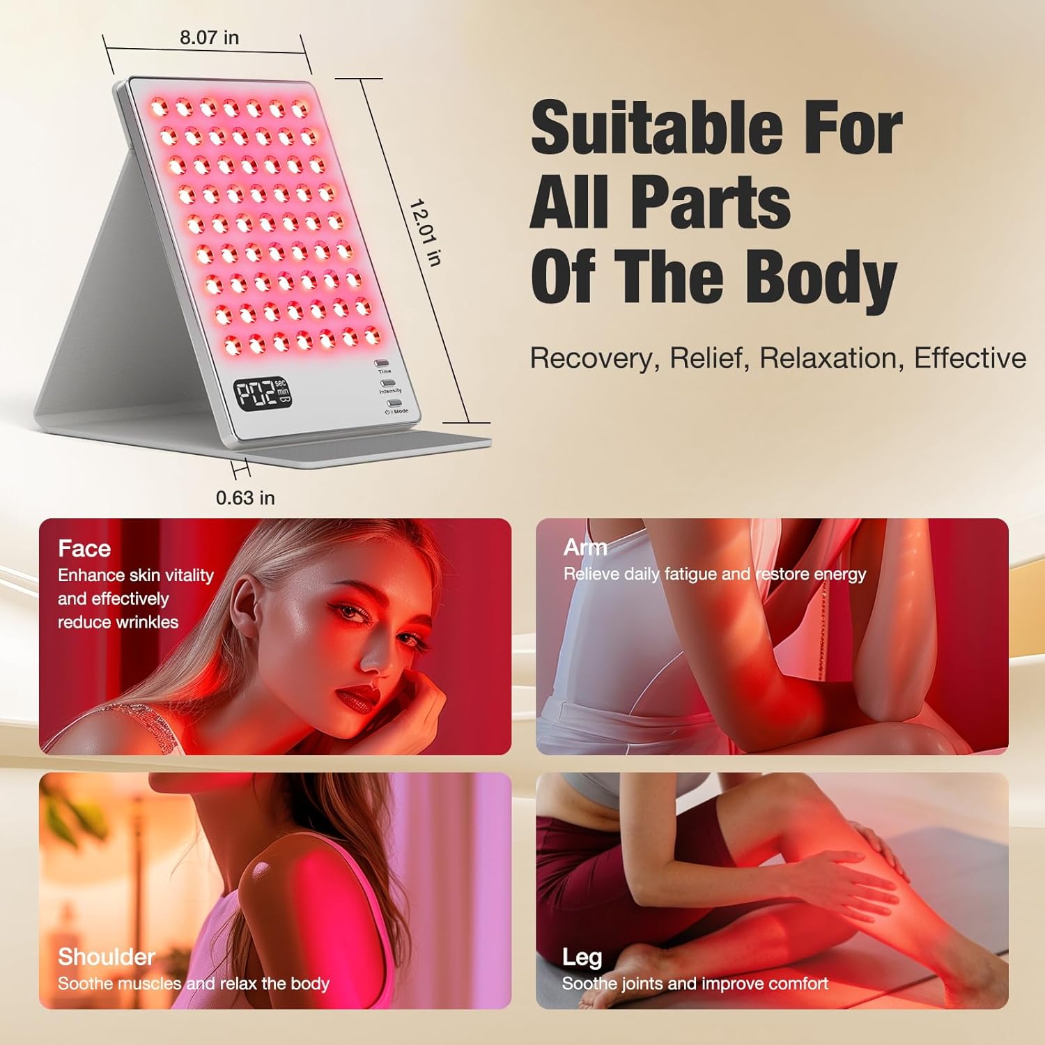 FSA Red Light Therapy for Face and Body:Cordless Infrared Light Panel with Non-slip mat,4 Colors,3 Intensities,Timer, rechargeable,HSA Portable LED Light Therapy Face Panel,Recovery, Skin Health,Gift