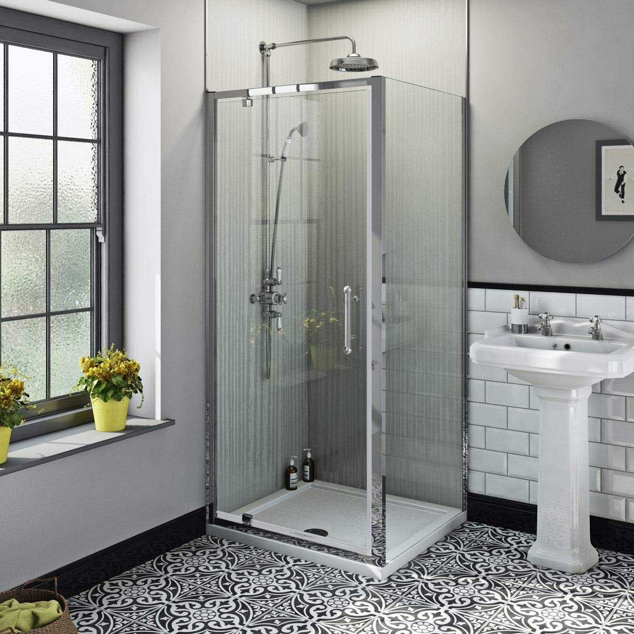 The Bath Co. Winchester Traditional 6mm Square Pivot Shower Enclosure 700 x 700