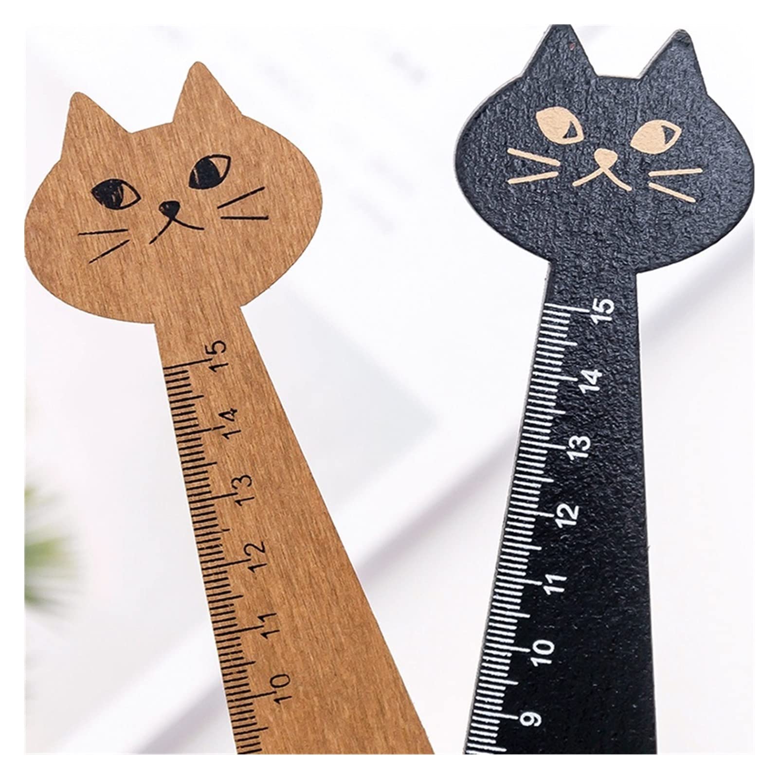 1 Stück Katze Gerade Lineal Holz Kawaii Werkzeuge Briefpapier Cartoon Zeichnung Geschenk Koreanische Büro Schulbedarf Set,Lineale(Yellow)