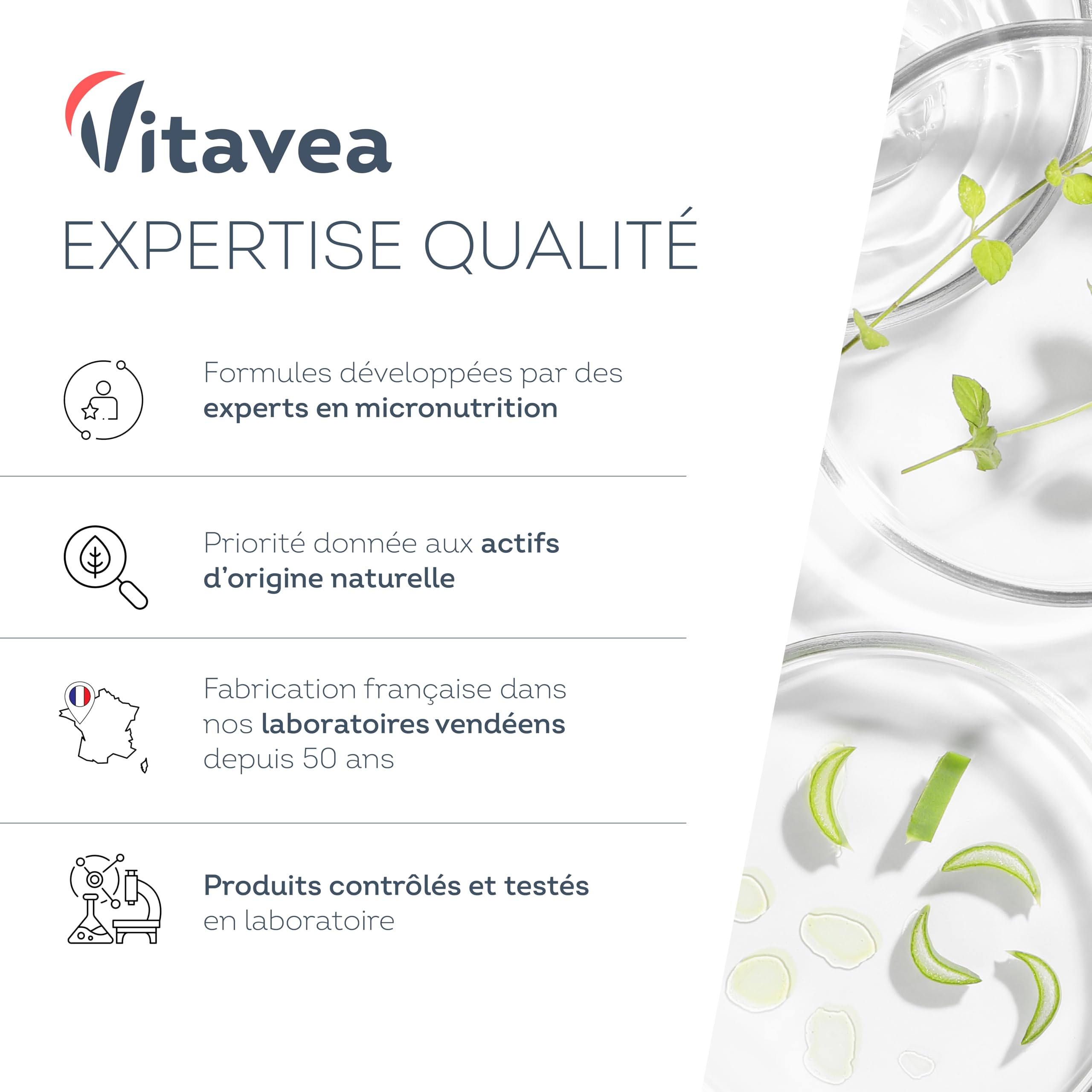 Fer Bisglycinate 14 mg + Vitamine C & Cuivre - Haute absorption, Réduit la Fatigue, Soutien Immunitaire - Avec Cuivre - 120 gélules Vegan - Fabriqué en France - Vitavea