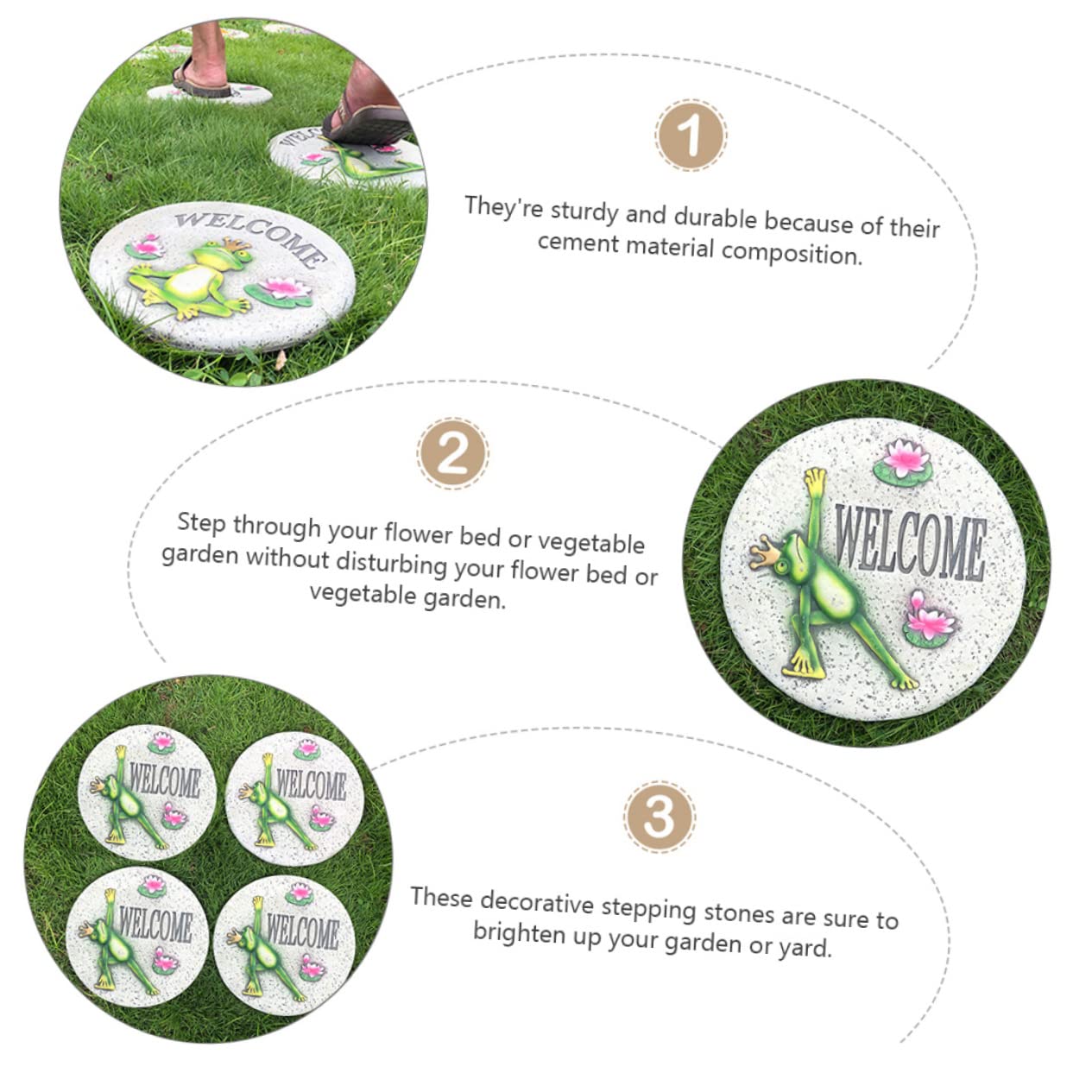 YARNOW Sassi Decorativi da Giardino in Cemento Verde per Prato, Pietre da Giardino Funzionali per Camminamento e Decorazione Esterna, per e Vialetti