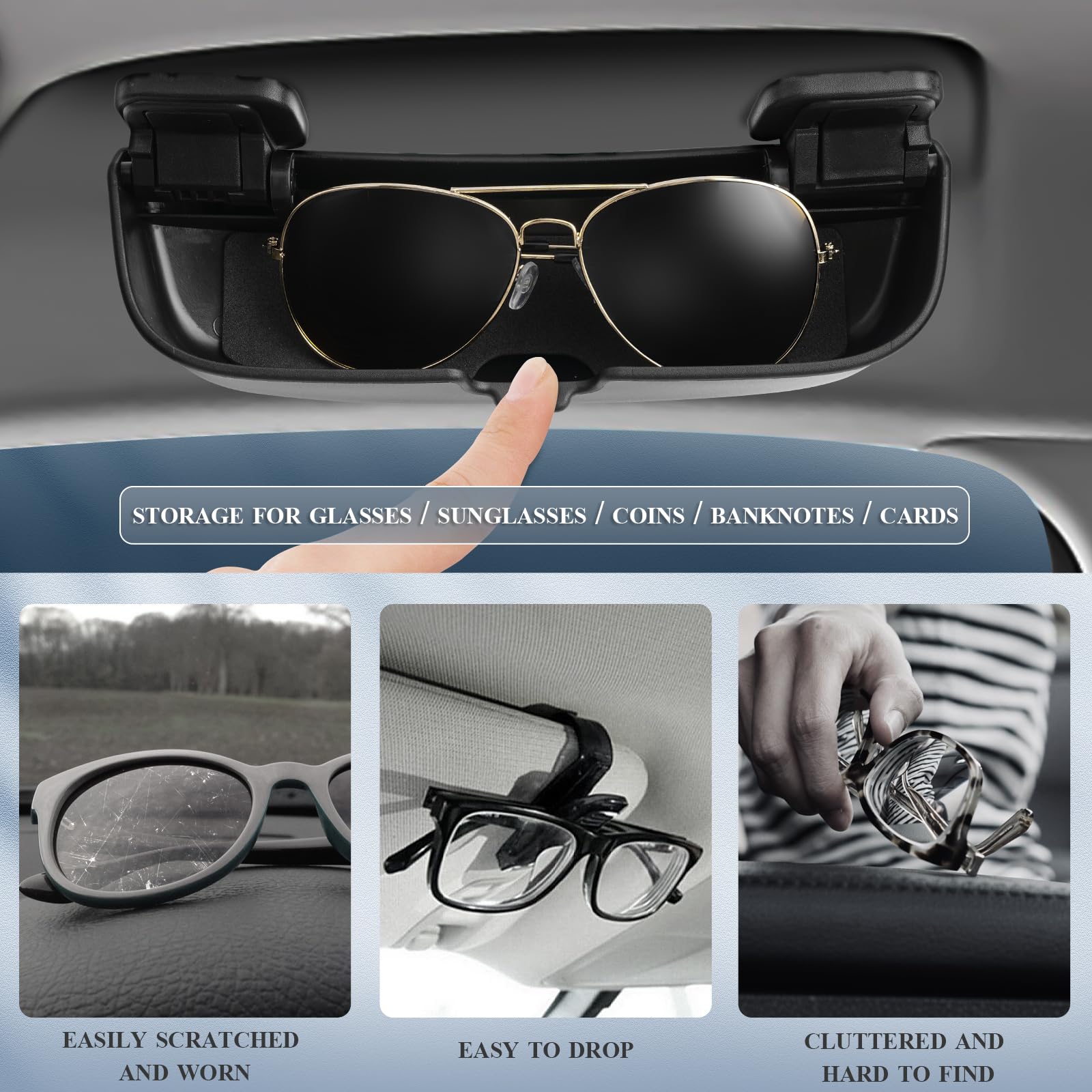 Porta Occhiali Da Sole Per Citro&euml;n C4/C5 - Montaggio Sul Maniglia - Nero