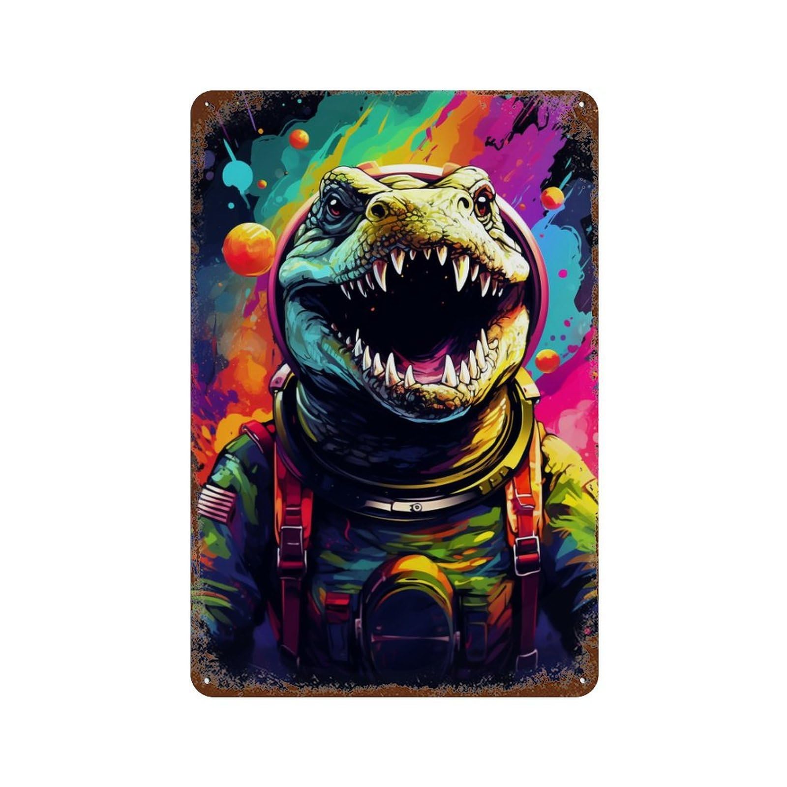 Space Dinosaur Adventure -5 Retro Metal Sign 11.8"x7.9", Vintage Wall Decor for Bistro, Counter And Cafe Decor