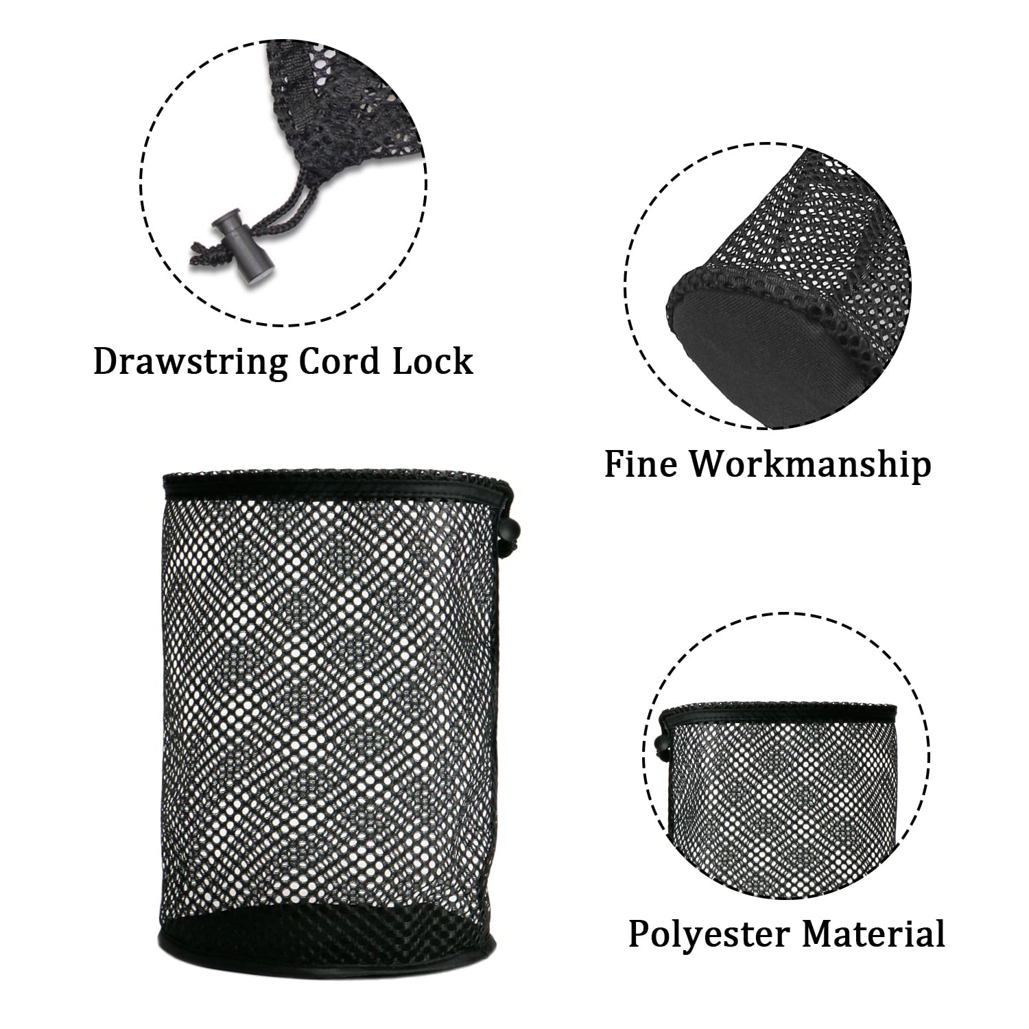 Borsa Porta Palline da Golf 2 Pezzi, Sacca per Palline con Chiusura a Coulisse, Nero, Accessorio da Golf