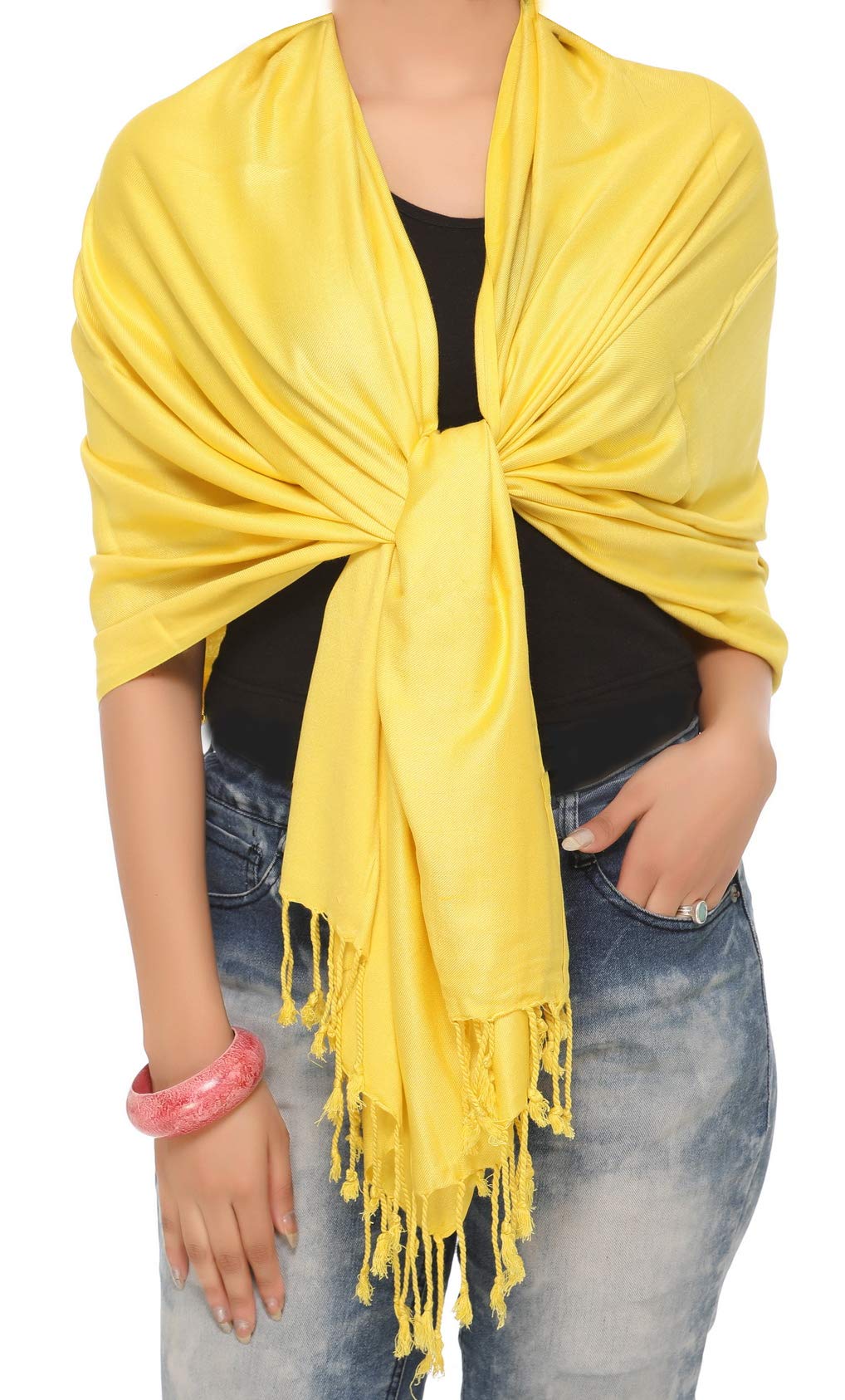 World of Shawls Super Soft Pashmina Shawl Scarf Wrap (Yellow)