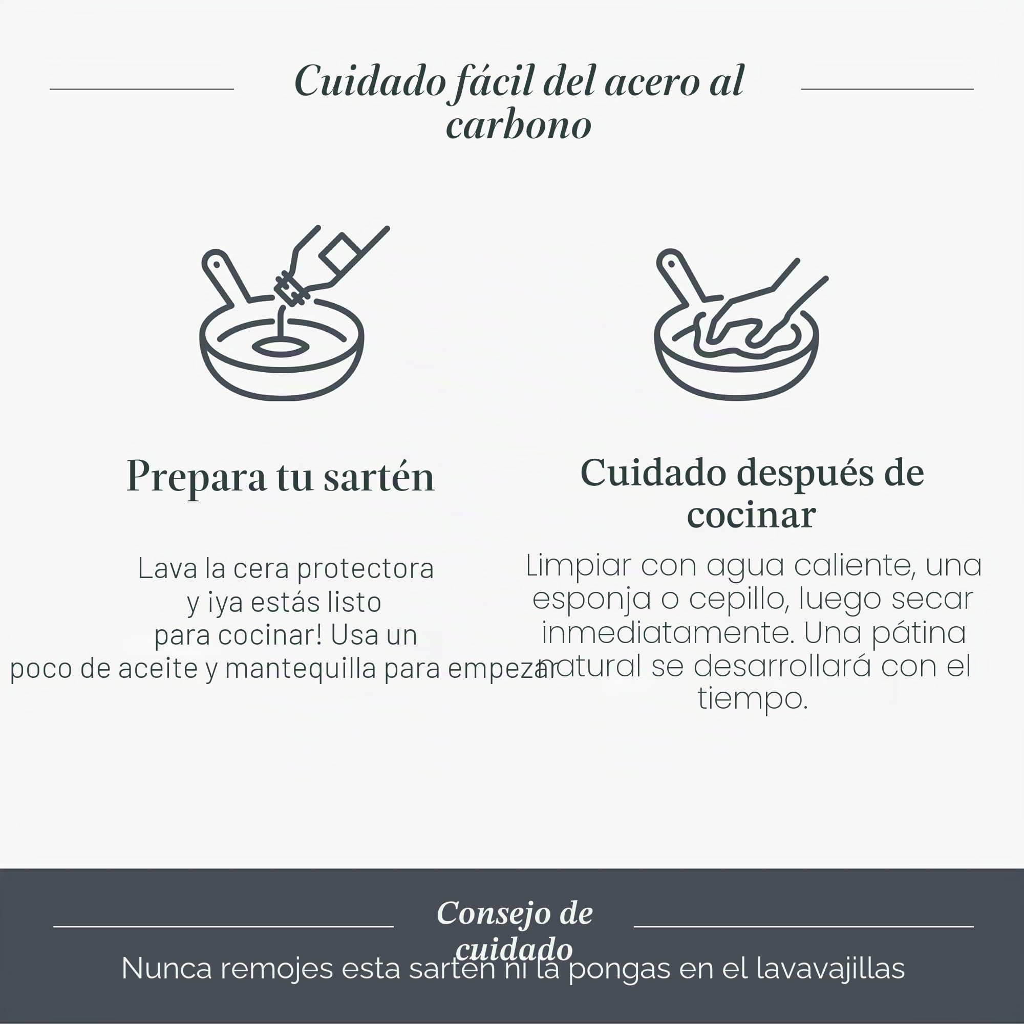 Merten & Storck Carbon Steel Sartén de Acero al Carbono Pre-Seasonada de 30 cm, Hierro Fundido Ligero, Duradera, Asar, Freír, Fácil de Limpiar, Inducción, Apta para Horno hasta 315°C, Negro
