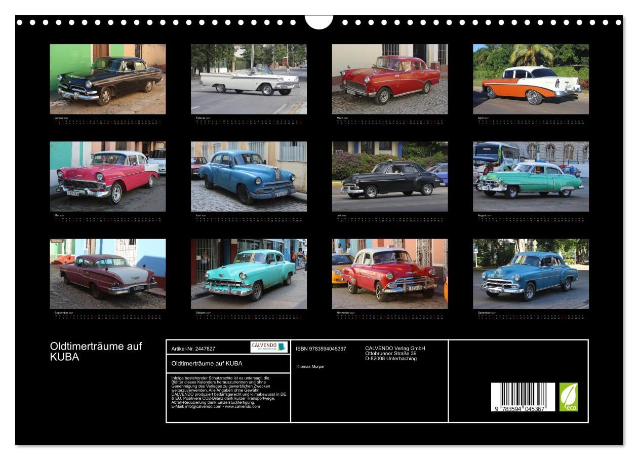 CALVENDO - Oldtimerträume auf KUBA (Wandkalender 2027 DIN A3 quer), Monatskalender: Kalender mit einem Querschnitt der auf Kuba anzutreffenden Oldtimer.