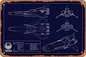 Battlestar Galactica Viper Mk II Blueprint Metal Tin Sign