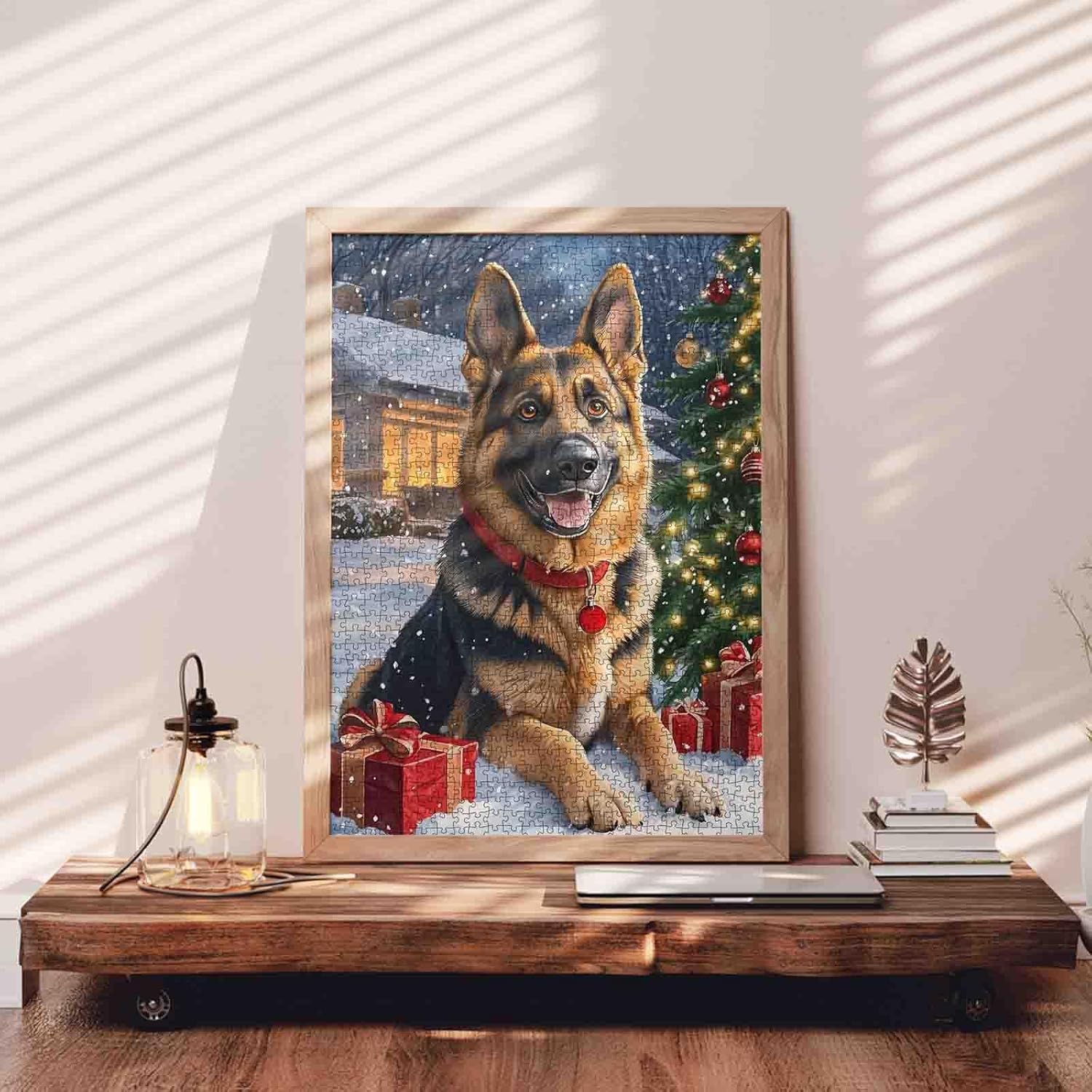Xmas Shepherd Dog 1000 Piece Jigsaw Puzzles for Adults Christmas Tree Puzzles German Animals Puzzle Challenging Family Activity Games Colorful DIY Craft Puzzle for Home Decor Gifts 27 x 20 Inches