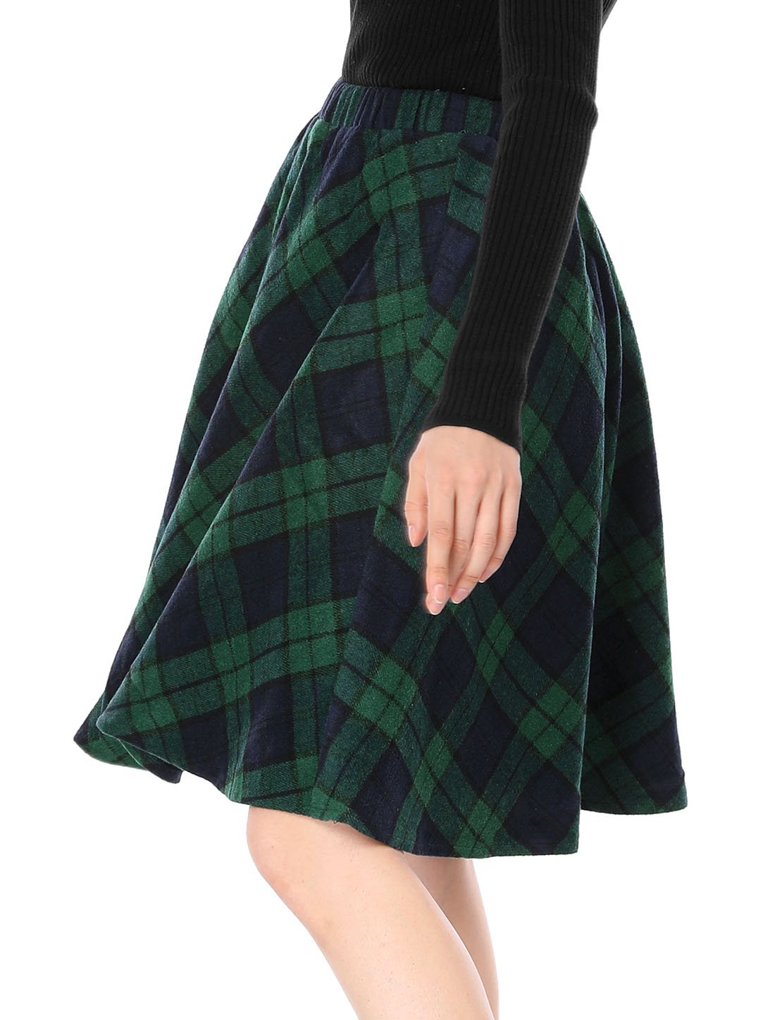 Allegra K Tartan Plaid High Waist Midi Skirt A-Ligne Femme (Lot de 1)