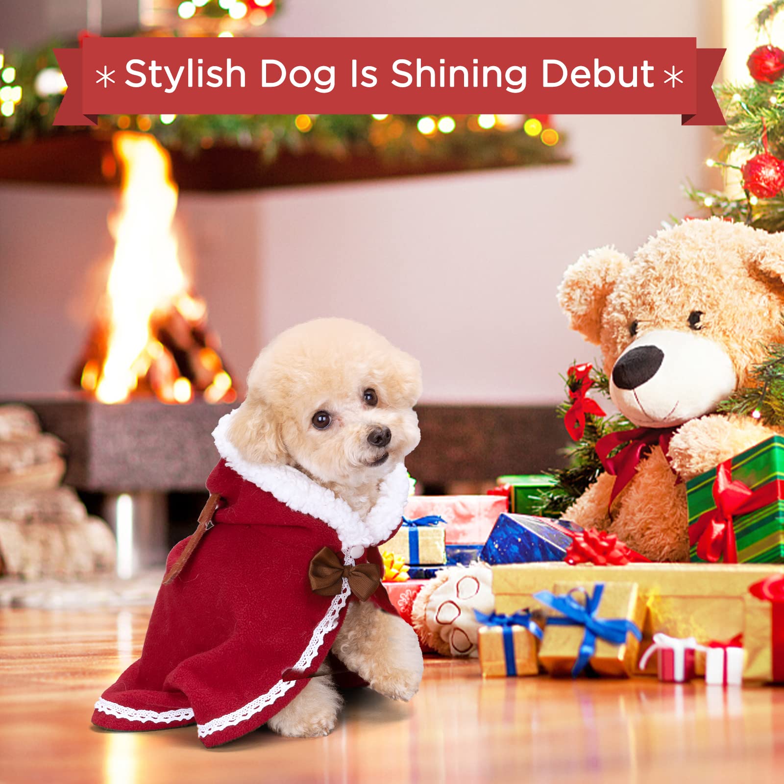 Nobleza-Vestito Natale Gatto Cane, Costume Natalizio per Gatto Regolabili, Vestiti Svegli del Gatto del Cane di Babbo Natale Santa Rosso,Adatto per Natale, Festa, Compleanno.L-45CM
