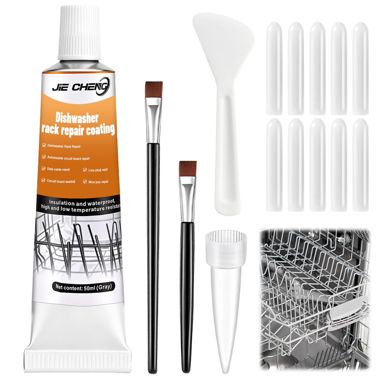 Pintura Oxido Lavavajillas,Reparador Rejillas Lavaplatos,Resistente Agua y Calor,Reparador Cesta Lavavajillas Oxidada,Recubrimiento de Goma Líquido Despegable - 50 ml