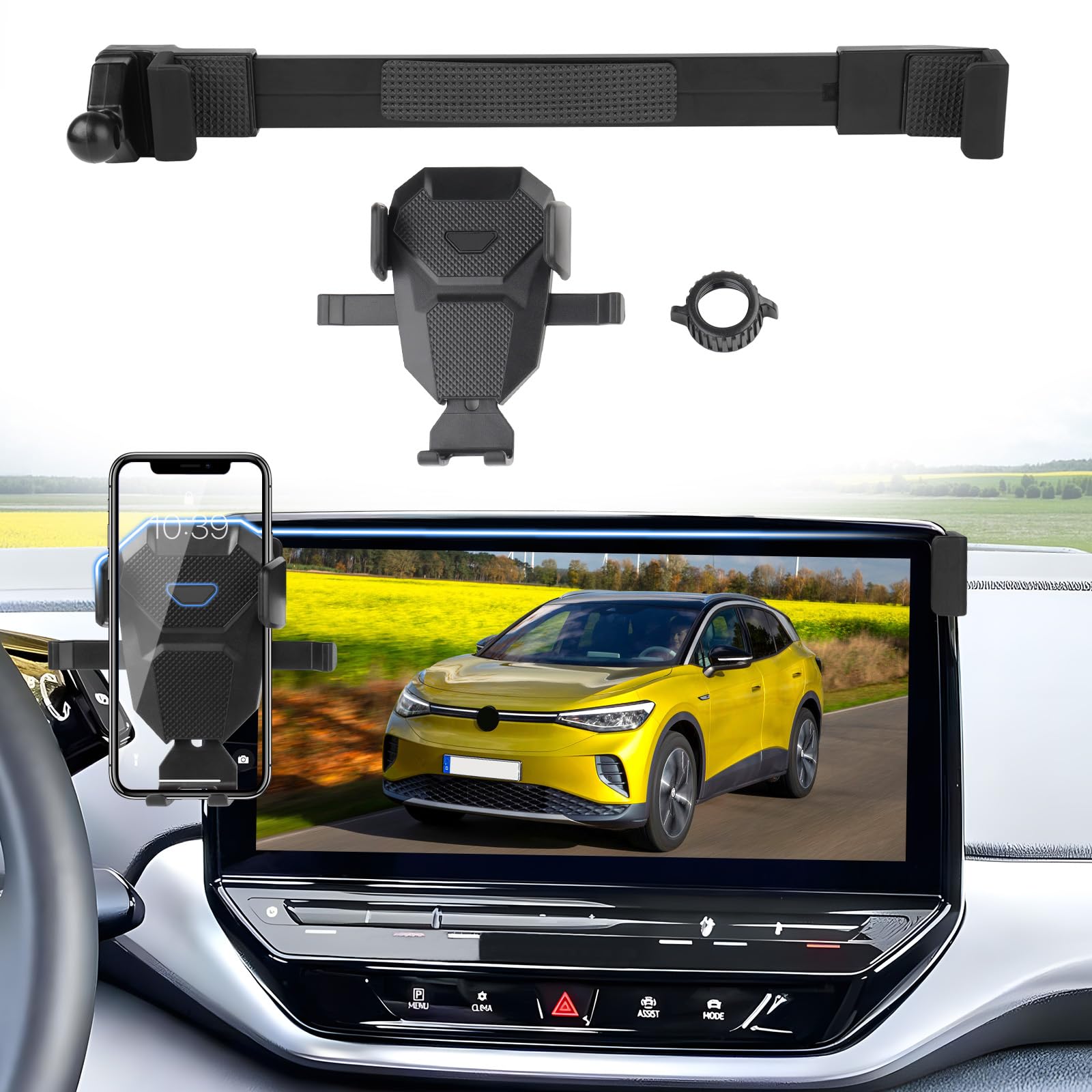 Sunsdrew Car Phone Holder for Volkswagen ID.4 2020-2025 Accessories,Adjustable GPS ID.4 Cell Phone Mount for 12-inch Screen,Hands-Free Ultra Stable Air Ven Phone Stand Anti-Shake