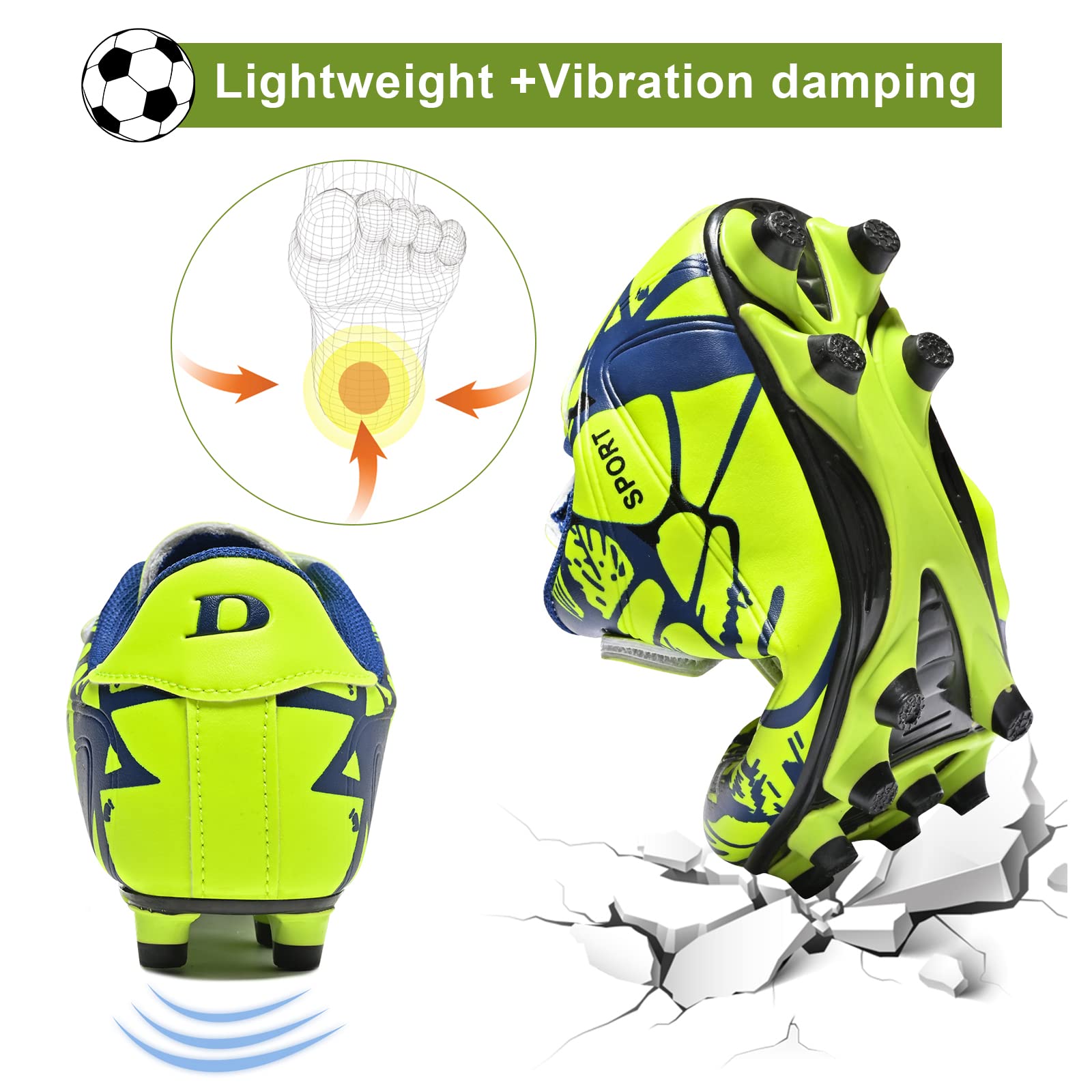 Mitudidi Crampon Foot Enfant Garçon Filles Légères Chaussures Entrainement Football Unisexe 28-37EU